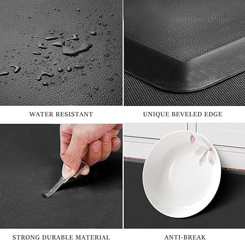 Miniatura 4 de WISELIFE Tapete de cocina acolchado, impermeable, tapete de cocina resistente al agua, tapete ergonómico de PVC cómodo para cocina, oficina,