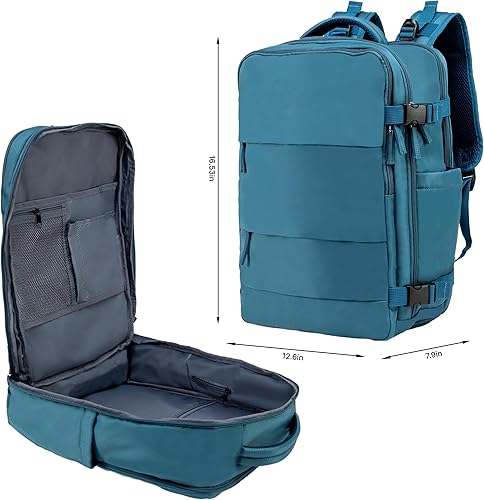 Miniatura 5 de Carrywell Mochila de viaje, mochila de mano con compartimento para zapatos, capacidad para laptop de 15.6 pulgadas, puerto de carga USB, Azul