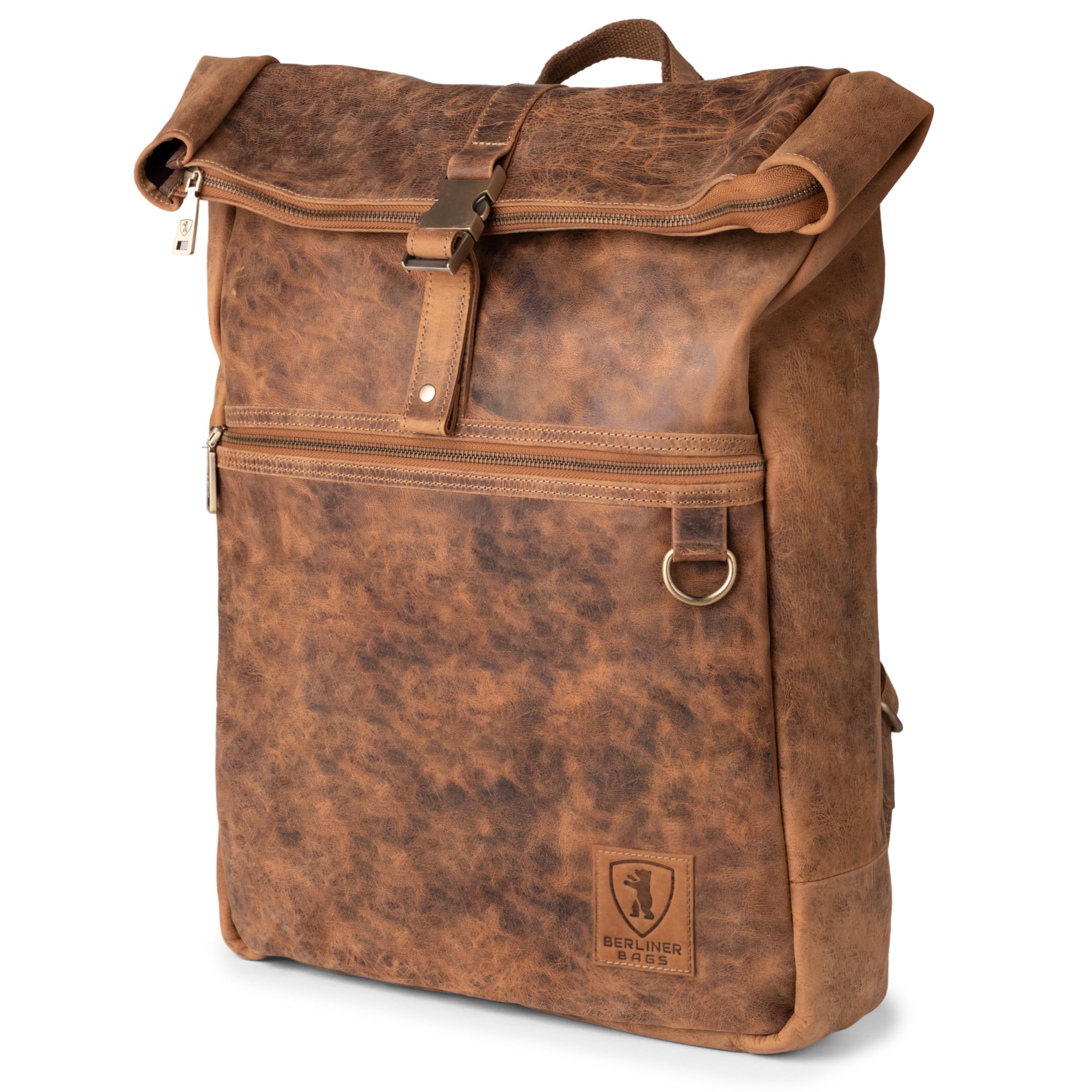 BERLINER BAGS Vintage Genuine Leather Backpack Utrecht XL, Laptop Backpack, Travel Backpack for Women and Men - Brown