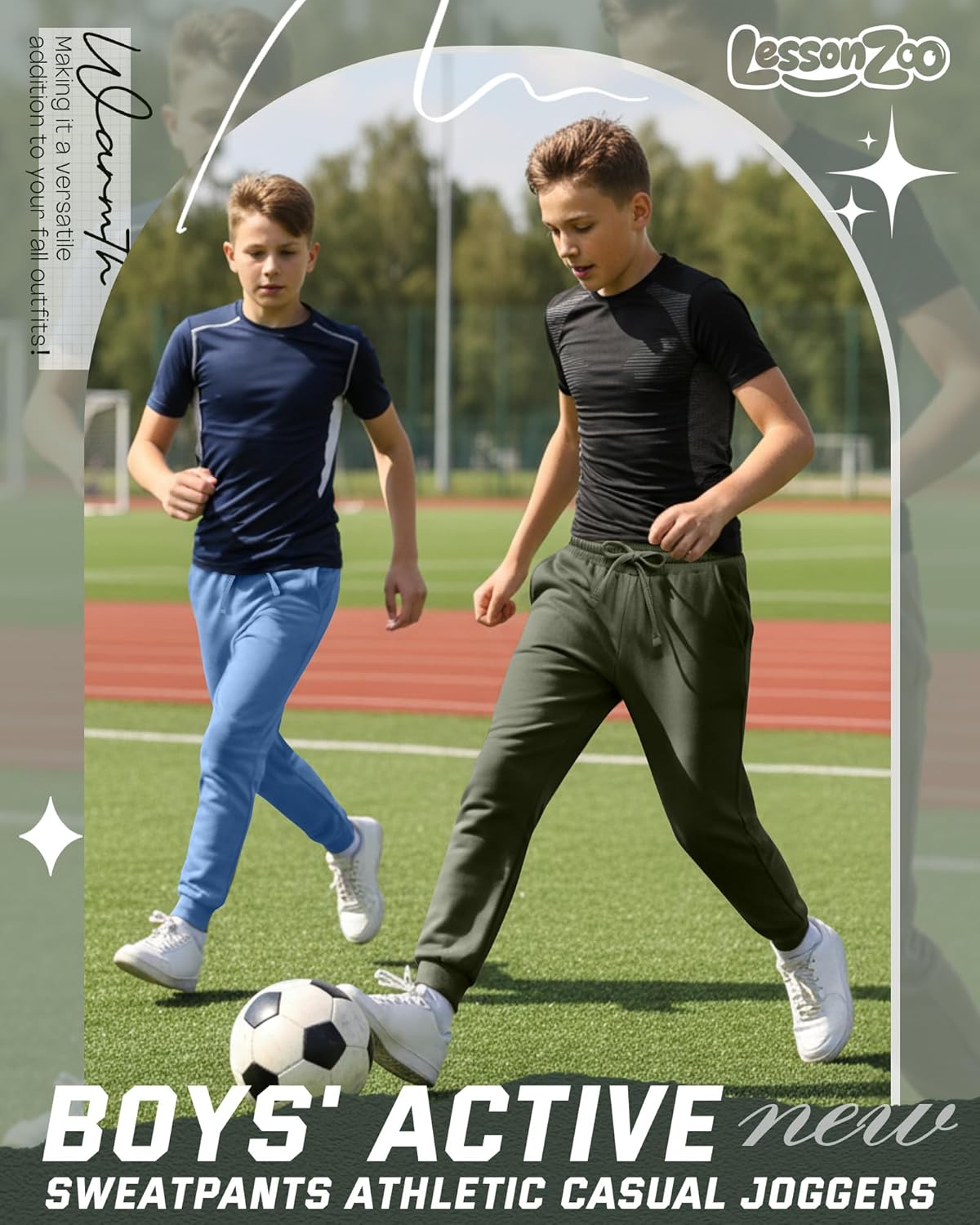 3 Pack Boys' Sweatpants Kids Athletic Joggers with Pockets Baggy Drawstring Casual Elastic Waist Pants - Image 5