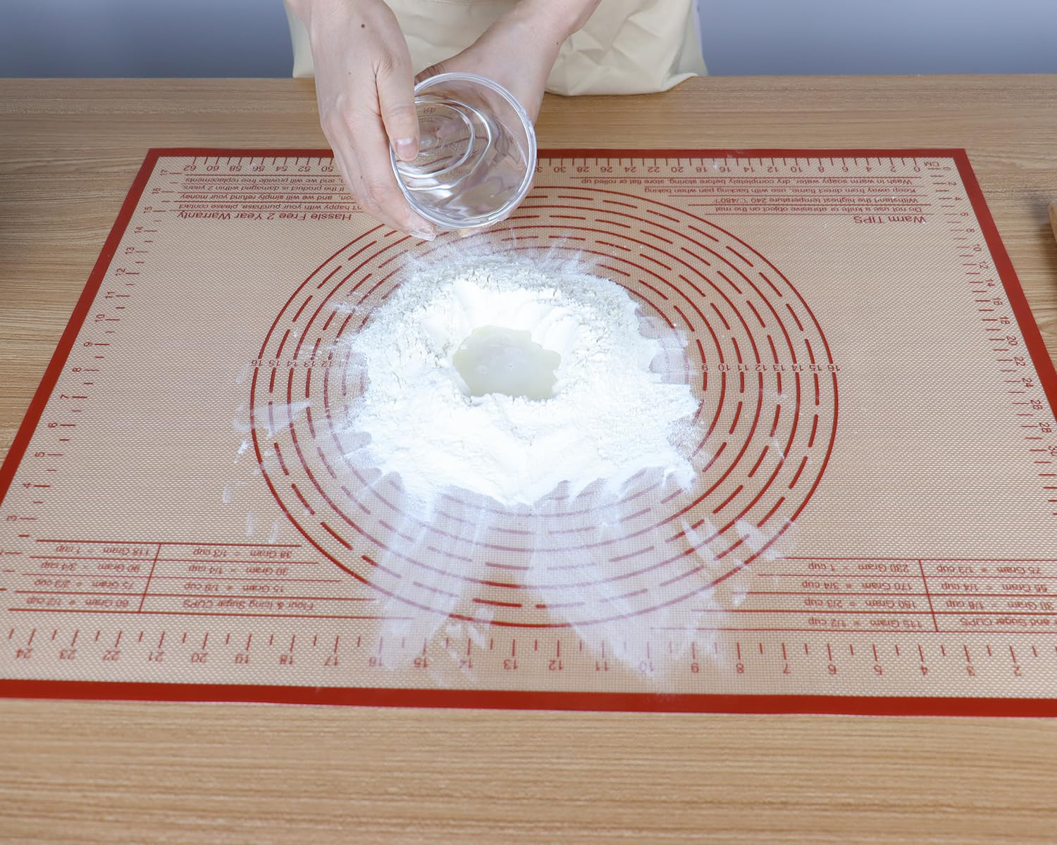 Tapis de pâtisserie extra large en silicone anti-adhésif avec mesure pour la cuisson, tapis de fondant, tapis de pétrissage, tapis à rouler pour pâte à tarte (rouge, 86,4 x 66 cm)