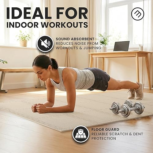 Miniatura 9 de bemaxx Juego de alfombrillas de gimnasio, 18 piezas de baldosas de espuma EVA entrelazadas (12.6 x 12.6 x 0.4 pulgadas), 18 pies cuadrados Arena