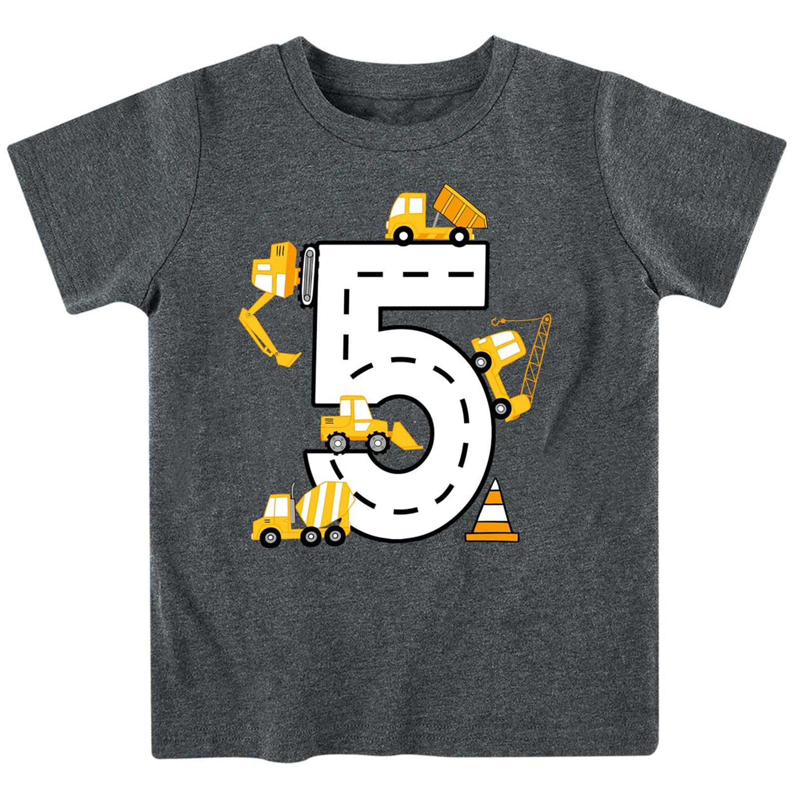 kids4ever Geburtstags Jungen T-Shirt Bauparty T-Shirts Bagger Baumwolle Kurzarm Shirts 2-6 Jahre