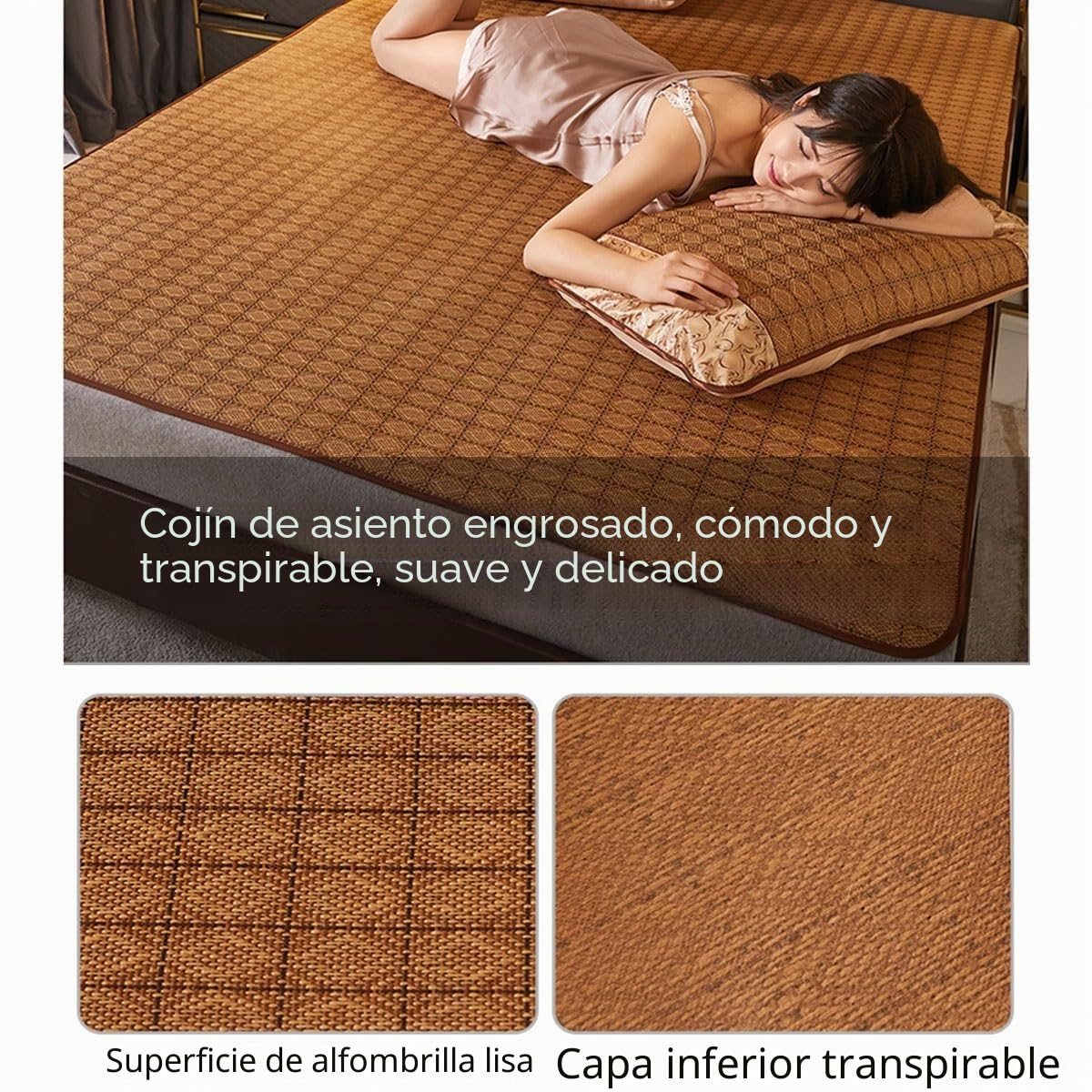 verano de refrigeración Pad enfriamiento de la ca Colchoneta de verano for dormir, colchoneta de bambú plegable de doble cara for cama, colchoneta de bambú for cama de verano, colchoneta refrescante d