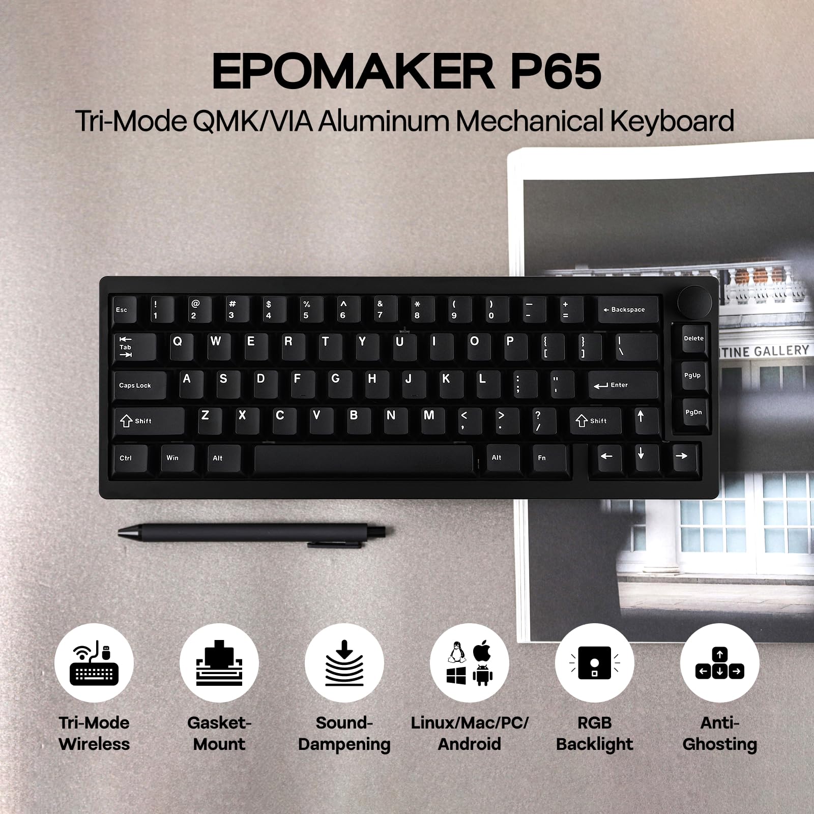 EPOMAKER P65　メカニカルキーボード　カーキ色　ゼブラスイッチ Amazon | EPOMAKER x AULA F65 65%ワイヤレスメカニカル