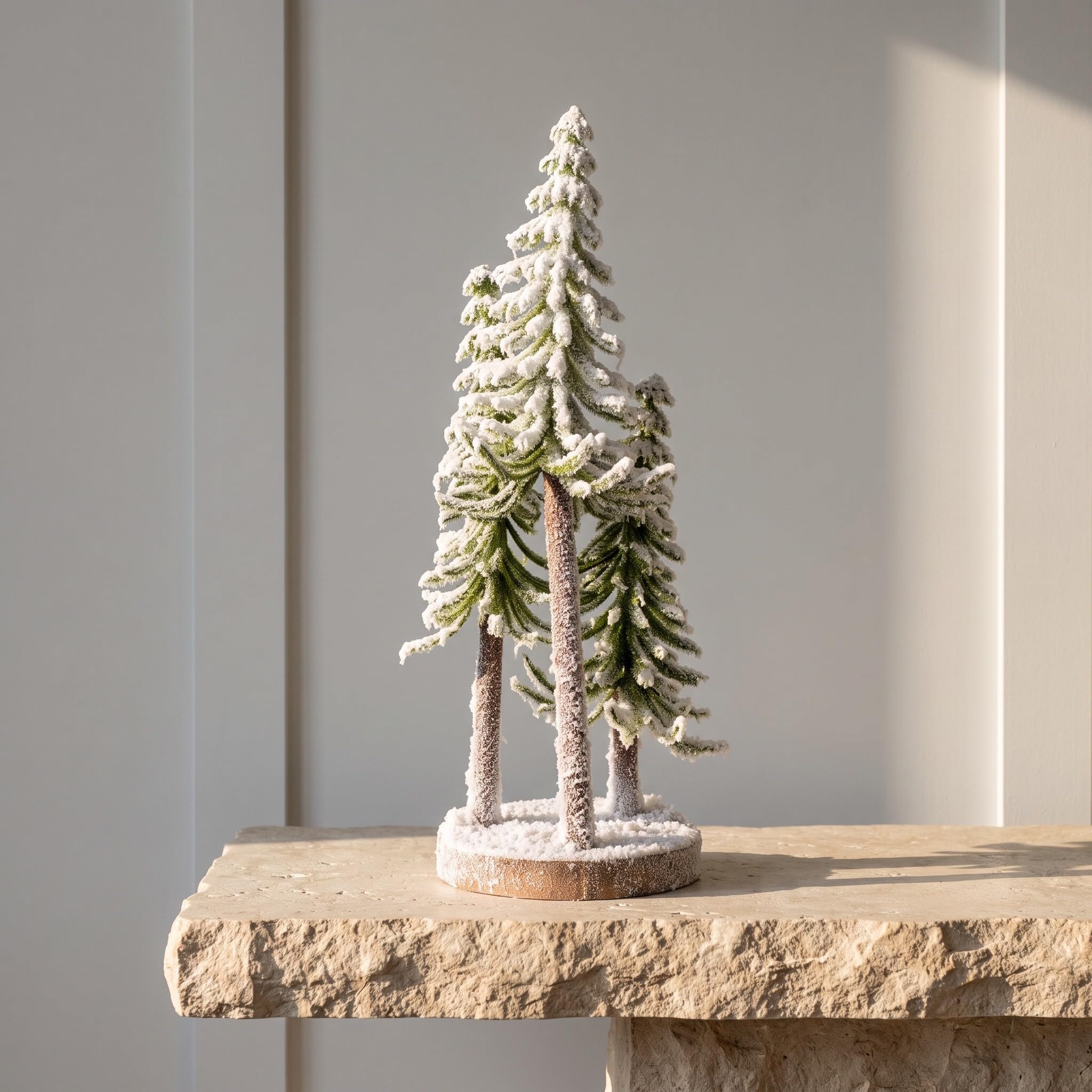 Zerodeko Albero di Natale artificiale innevato con base in legno, albero in