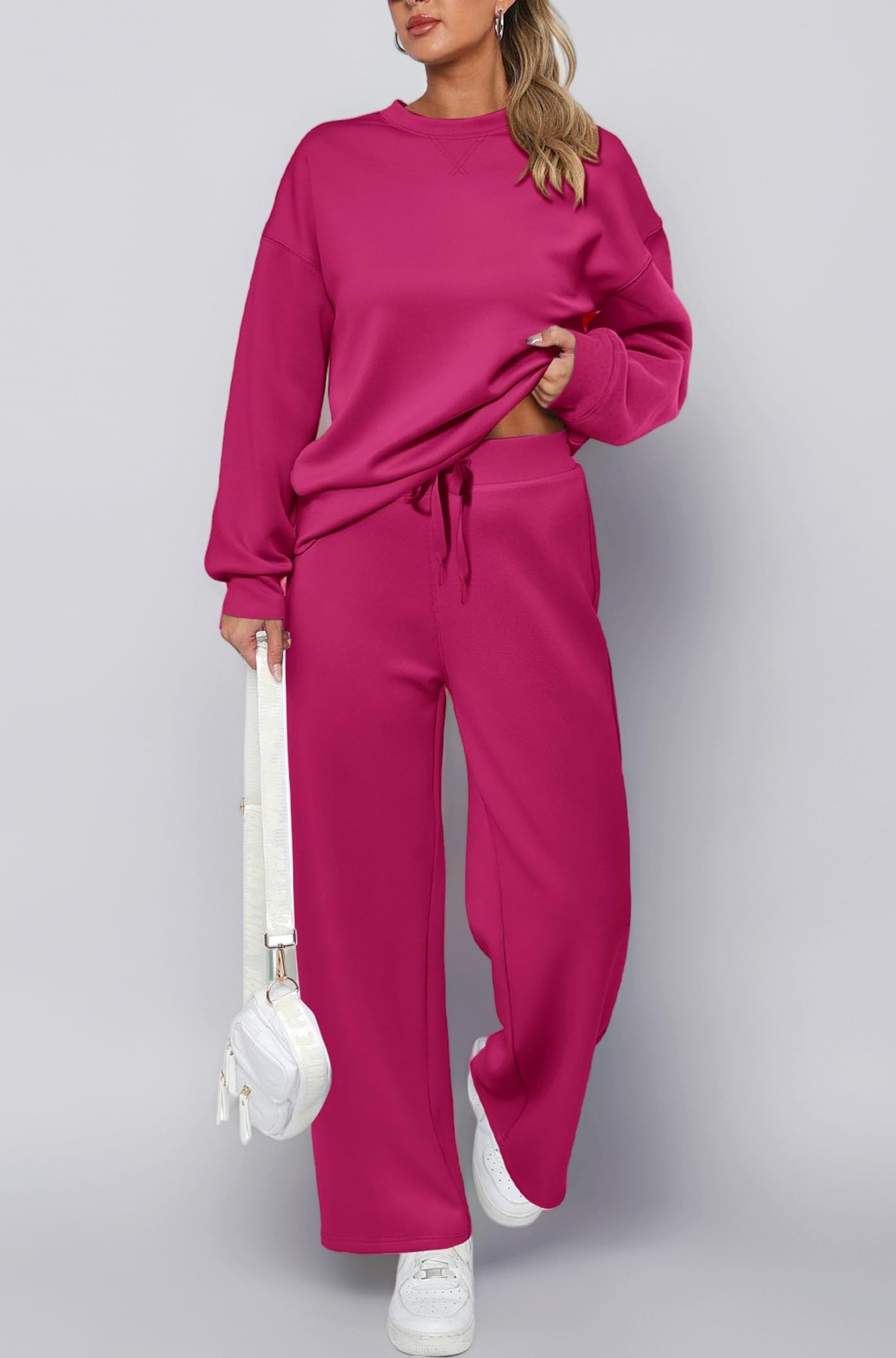 PRETTYGARDEN Womens 2 Piece Outfits 2026 Fall Long Sleeve Sweatshirt Wide Leg Pants Lounge Sets Winter Sweatsuits Tracksuit