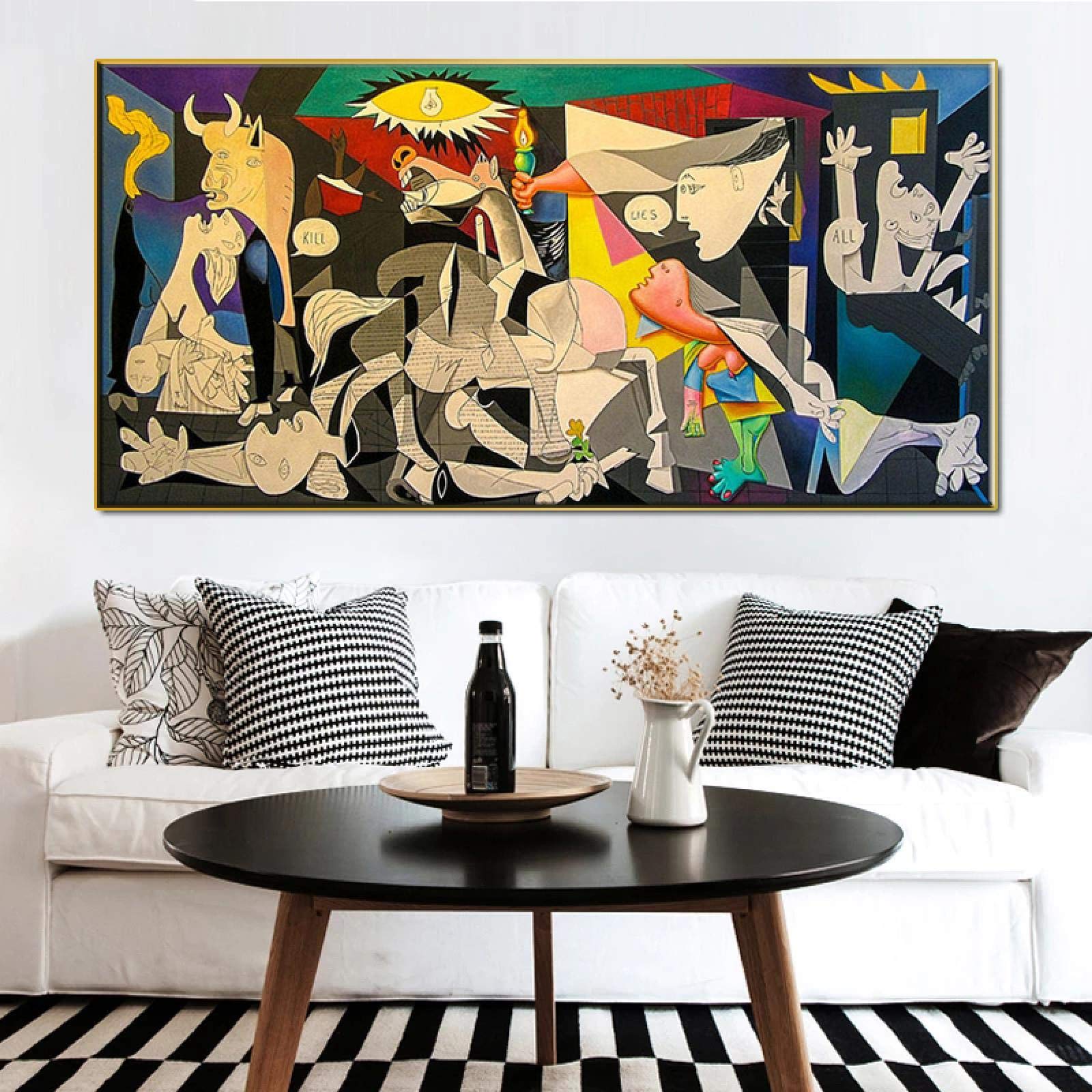 Cuadro de Picasso - Cuadros de Guernica-Picasso - lienzo decoración de la pared del hogar obras copia famoso póster de pared impresiones de arte 80x180cm (32x71in) con marco