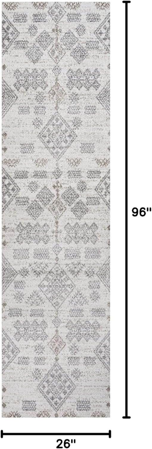 JONATHAN Y Bhalil Berber Diamond Beige/Gray Runner Rug, 2x8, Geometric, Bohemian, Casual, Easy-Cleaning for Living Room, Bedroom, Kitchen, Pet Friendly, Non-Shedding (MOH302A-28)