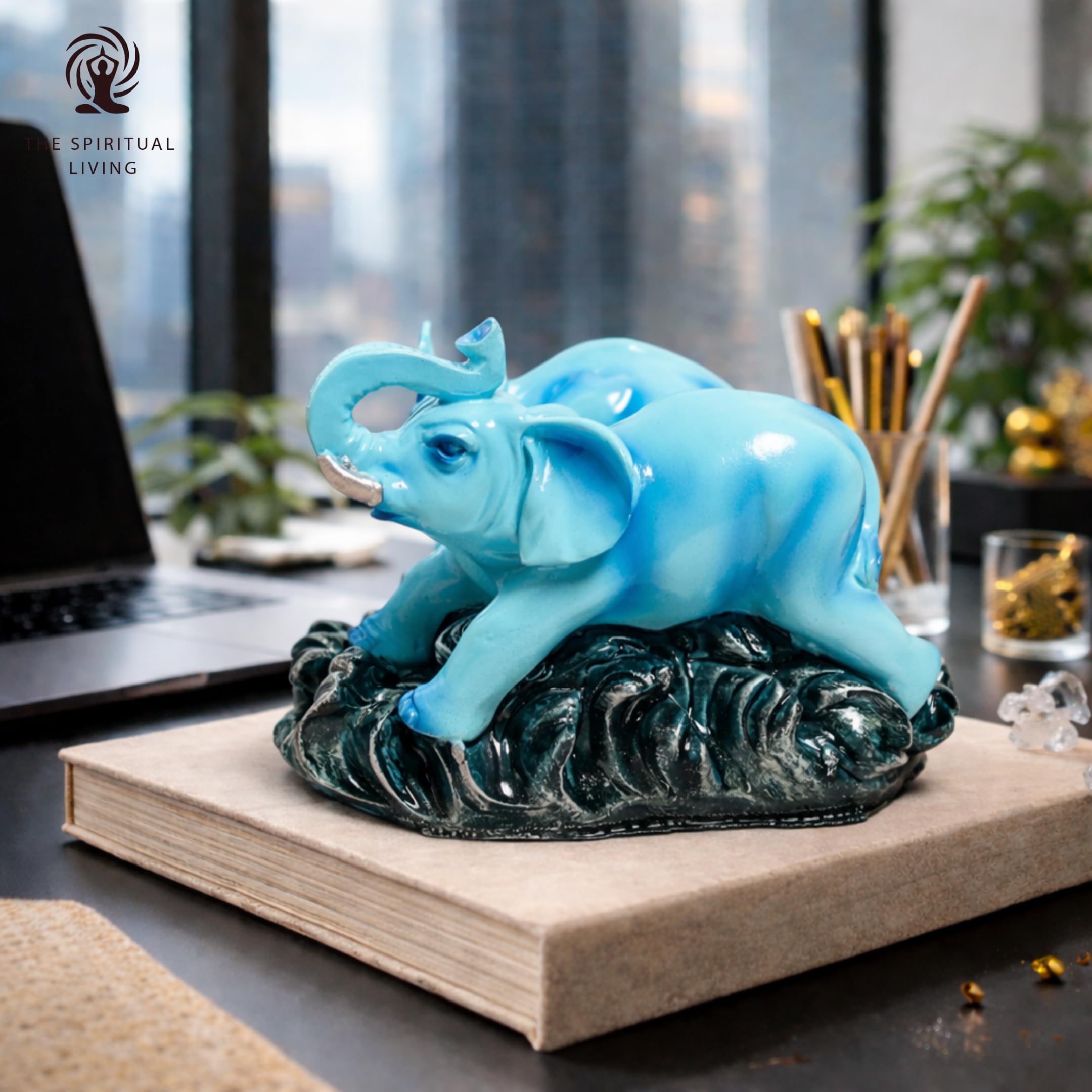 China Seas 象 陶器 置物 花器 小物入 Blue Elephant Buy The Spiritual Living Feng Shui Blue Rhino Elephant | 3.5 Inch