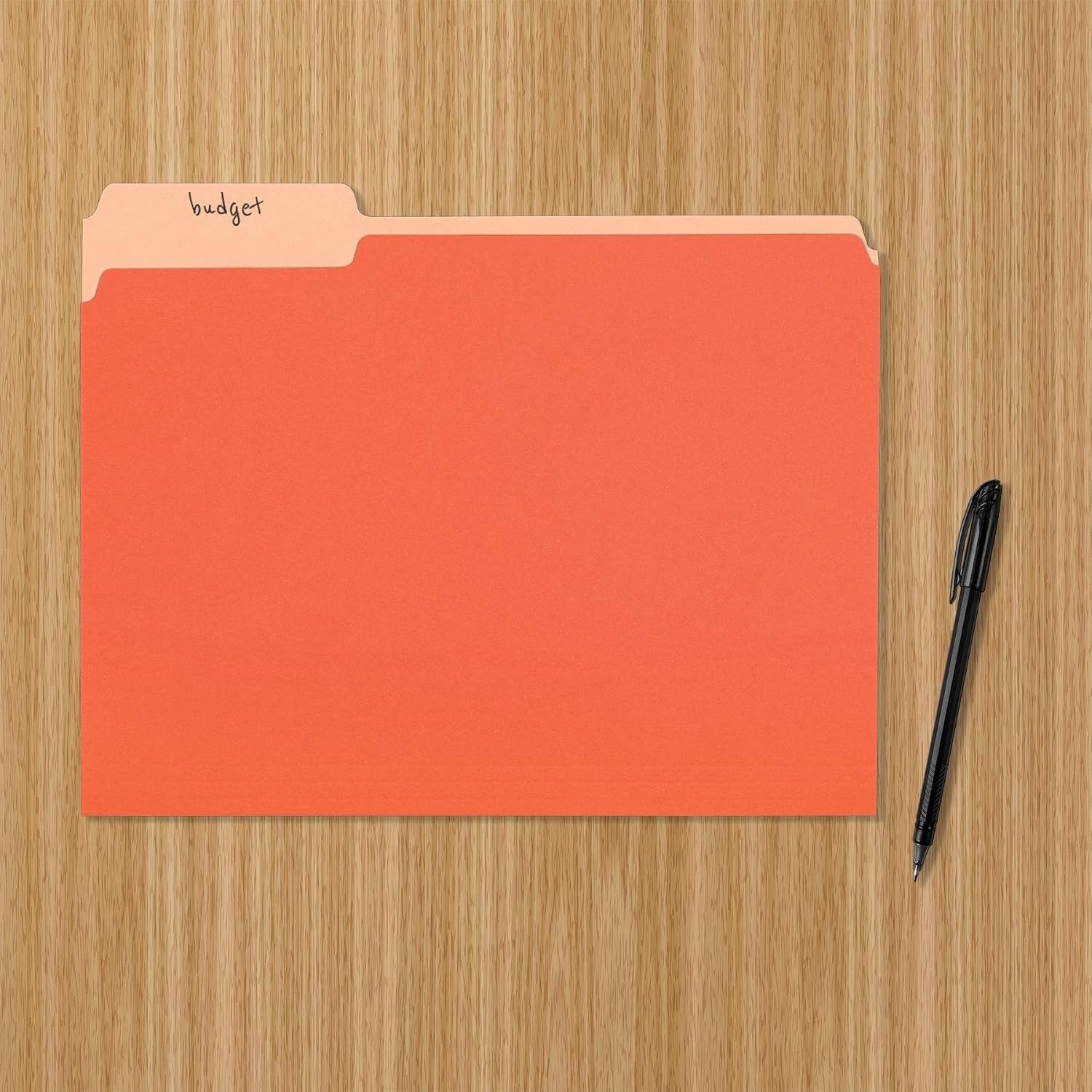 Amazon Basics File Folders, Letter Size, 1/3 Cut Tab, Orange, 36-Pack