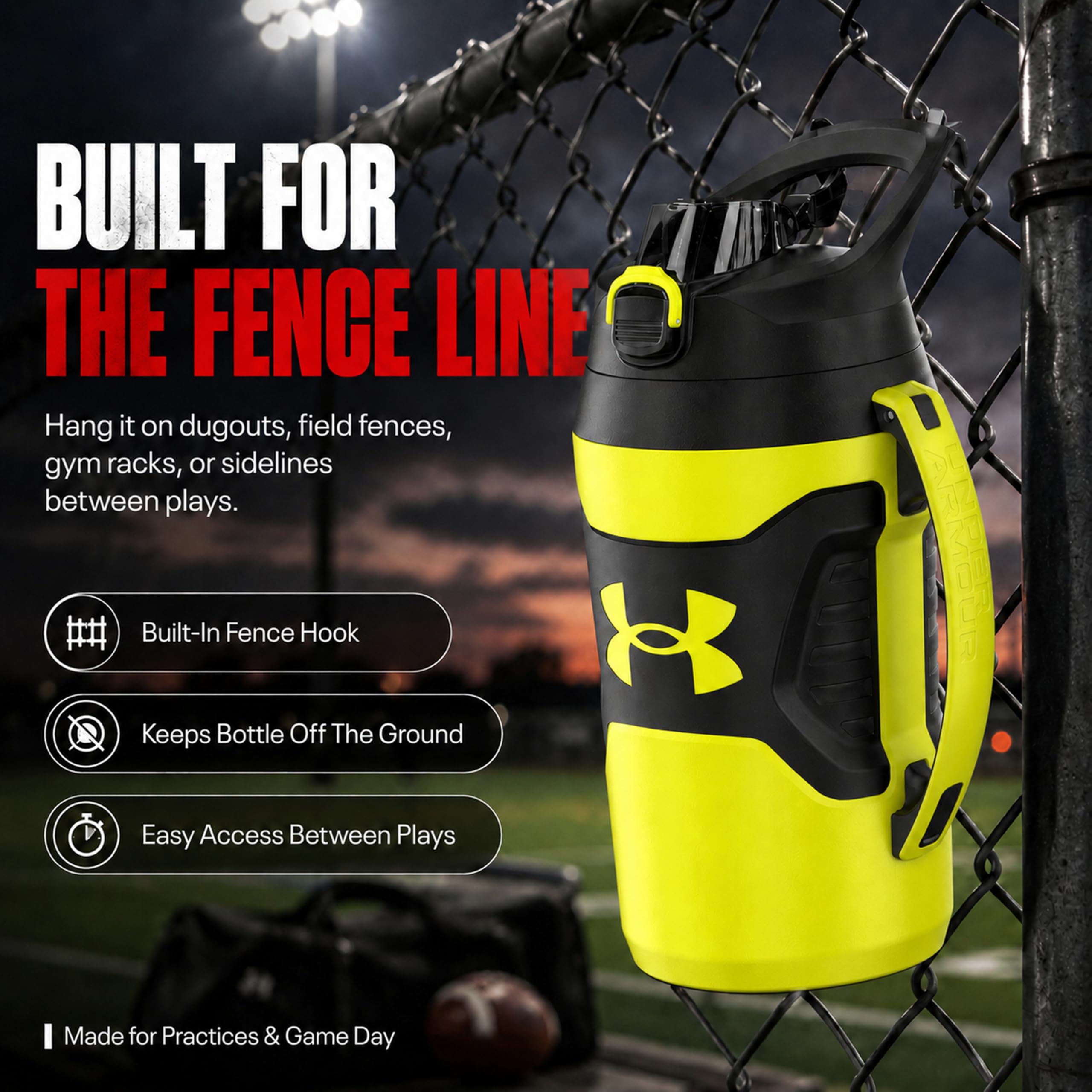 UA - Jarra Playmaker de 64 onzas, color amarillo/negro OSFA