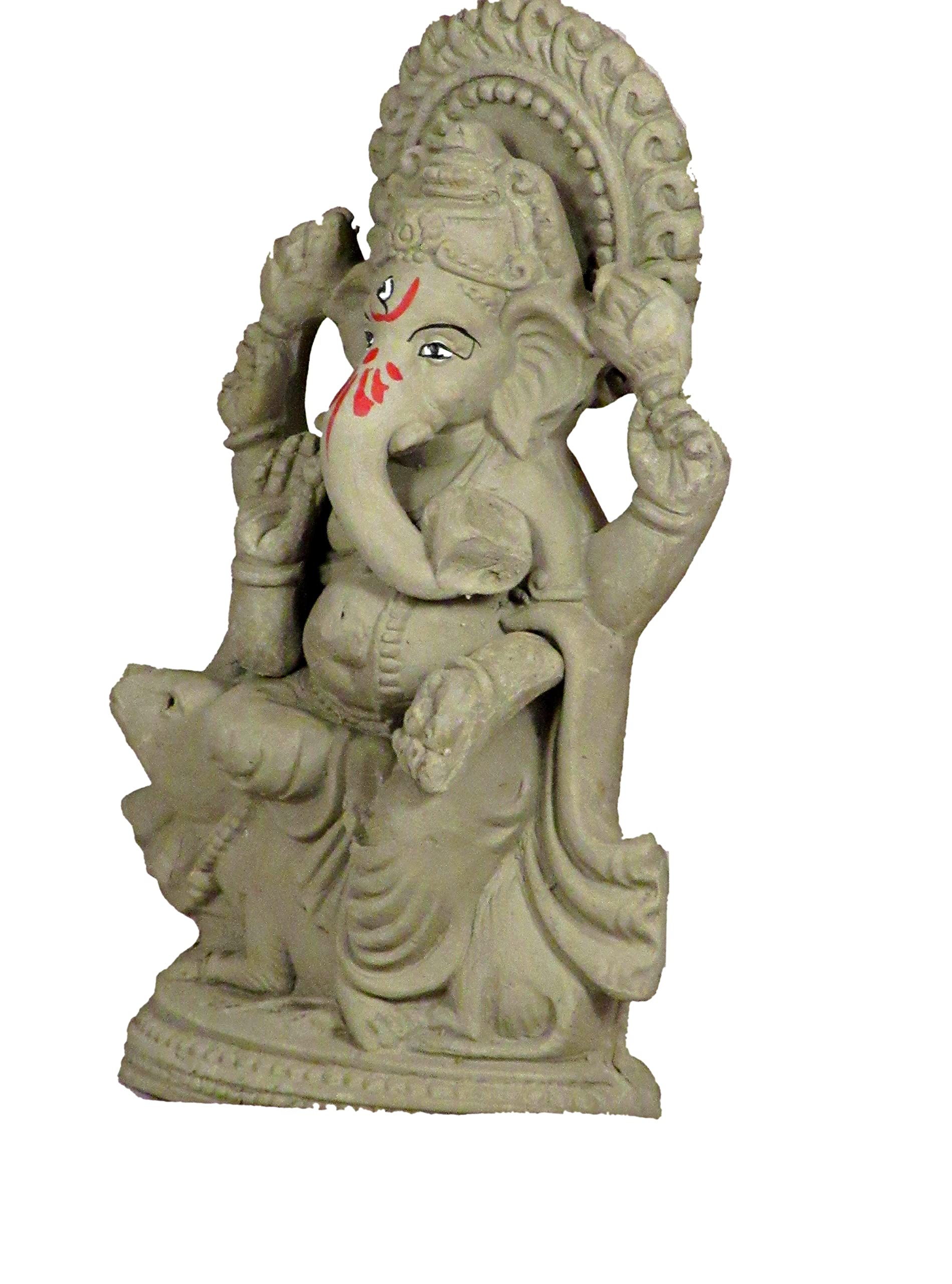 Suninow 100% Eco Friendly Clay Ganesh Idol for Ganesh Chaturthi 7.4 inch | Water Soluble | Ganesh chaturthi Idol | Clay Ganesha Idol (g12)