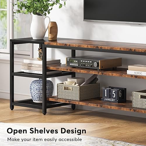 Miniatura 4 de Tribesigns Soporte de TV de 78 pulgadas para televisores de hasta 85 pulgadas, mesa consola central de entretenimiento multimedia, mesa consola