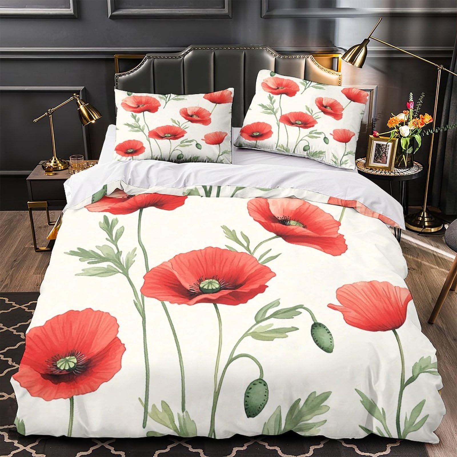 Housse de couette style naturel fleuri pour lit Super King 260x220