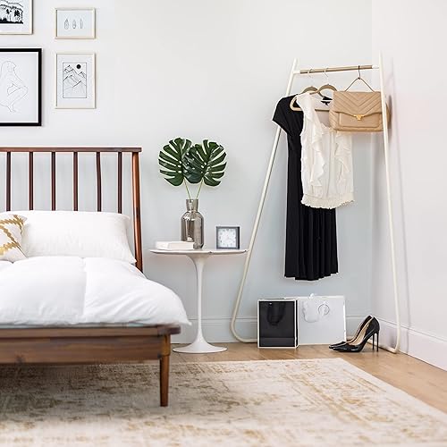 Miniatura 3 de Iris USA Perchero esquinero para colgar ropa, fácil de montar, estante de metal resistente independiente, almacenamiento en espacio pequeño, diseño