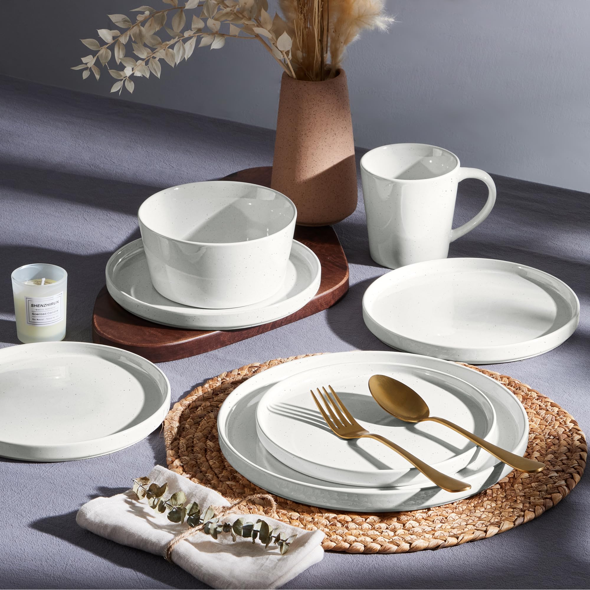 Assiettes Grès 6 Personnes Service De Table Homikit 18 Pièces - Émail Réactif, Grès Micro-ondes Et Lave-vaisselle Vaisselle Design Micro-ondes