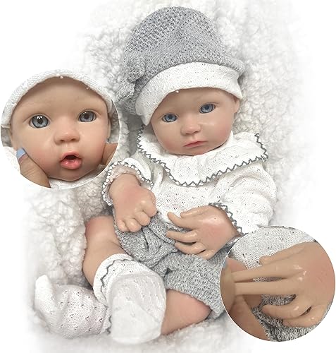 Miniatura 2 de Muñecas de bebé Reborn de 13 pulgadas, cuerpo suave de silicona completa, muñeca realista de bebé recién nacido realista con juego de tela para