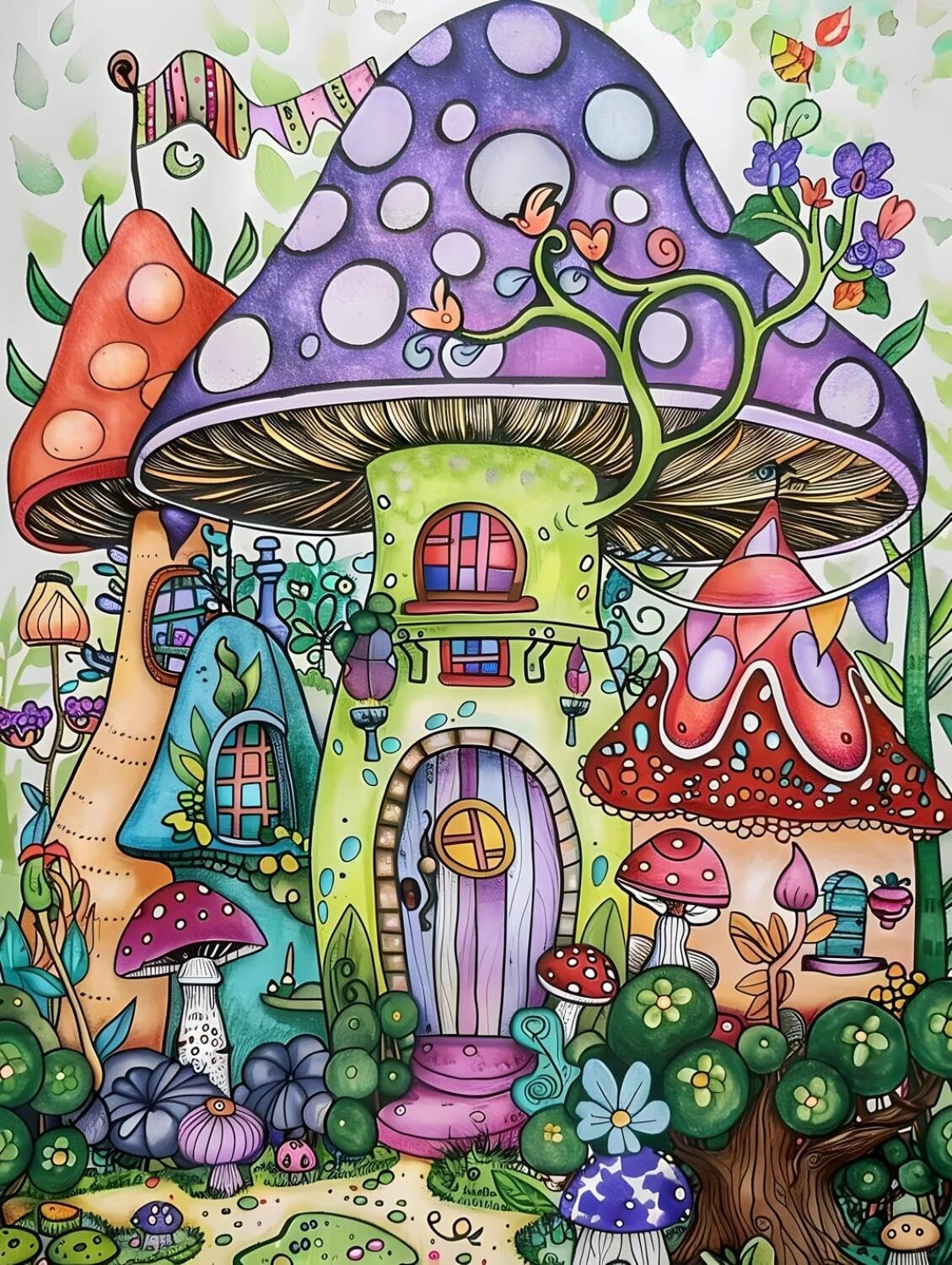 Rqwybcaxn Bead Cross Stitch Kits Mushroom House 40x50cm