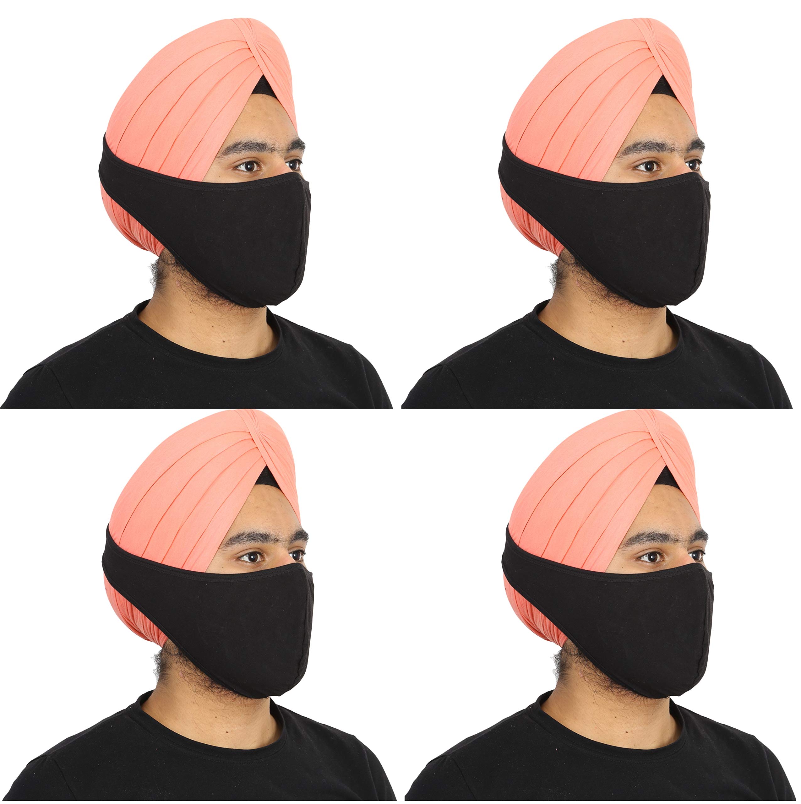 BISMAADH Reusable Cotton Hosiery Pagri Mask For Men Black Pack of 4-picture-36