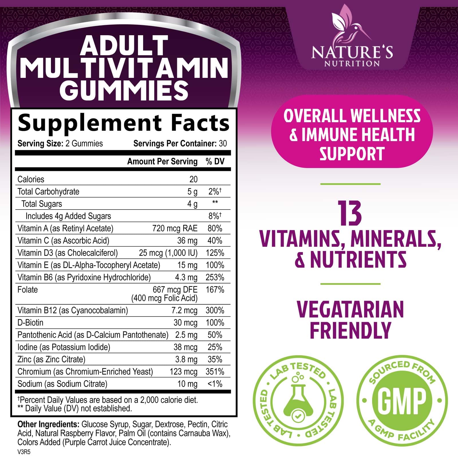 Multivitamin Gummies for Adult with Vitamins A, C, D, B12 - Gummy Multivitamins for Daily Nutritional Support with Vitamins & Minerals for Women & Men, Nature's Multi VIT Vitamin - 60 Gummies — Amazon image 2