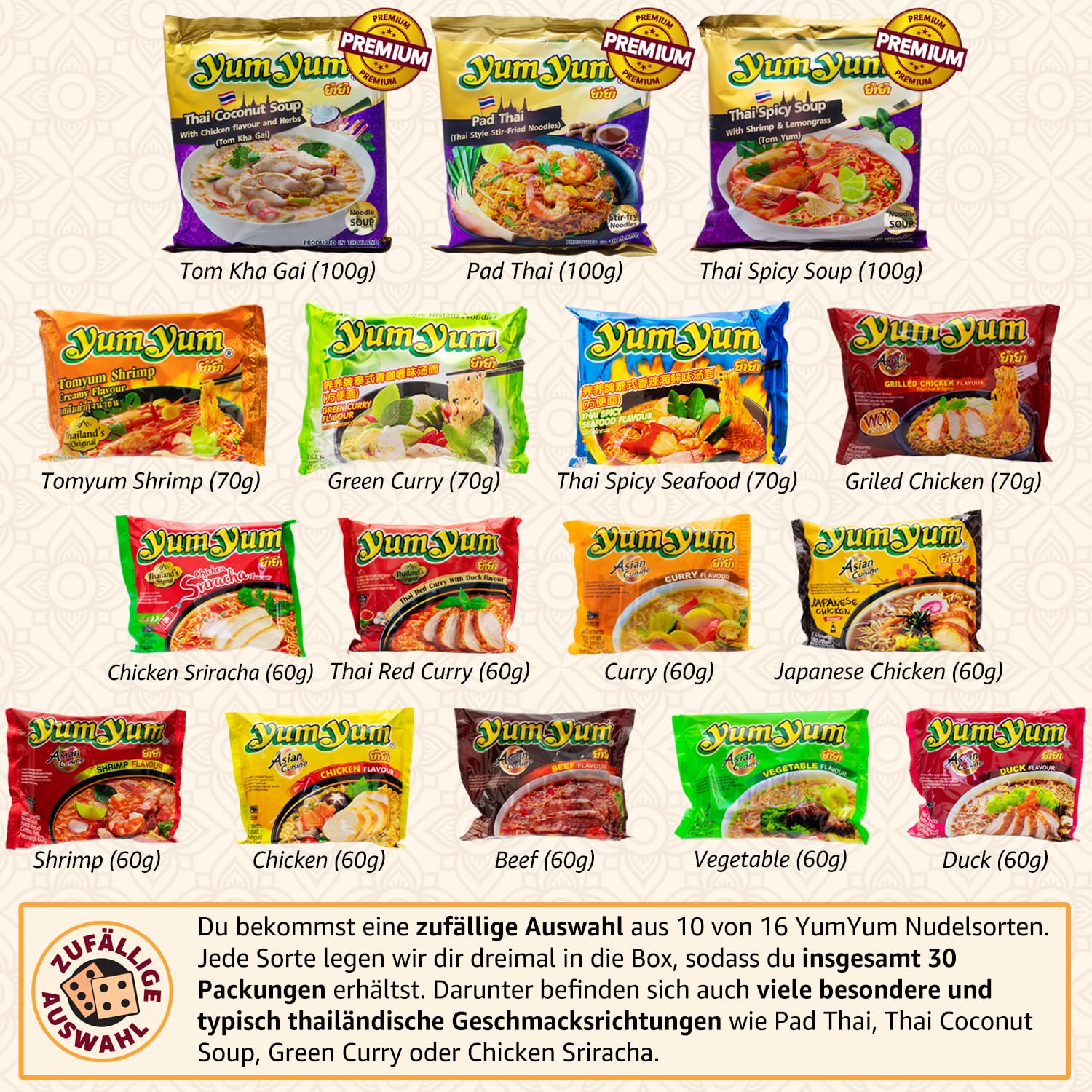 Entdecke die Ba-Mee Box: 30 Thai Yum Yum Nudelsuppen im praktischen Mix!