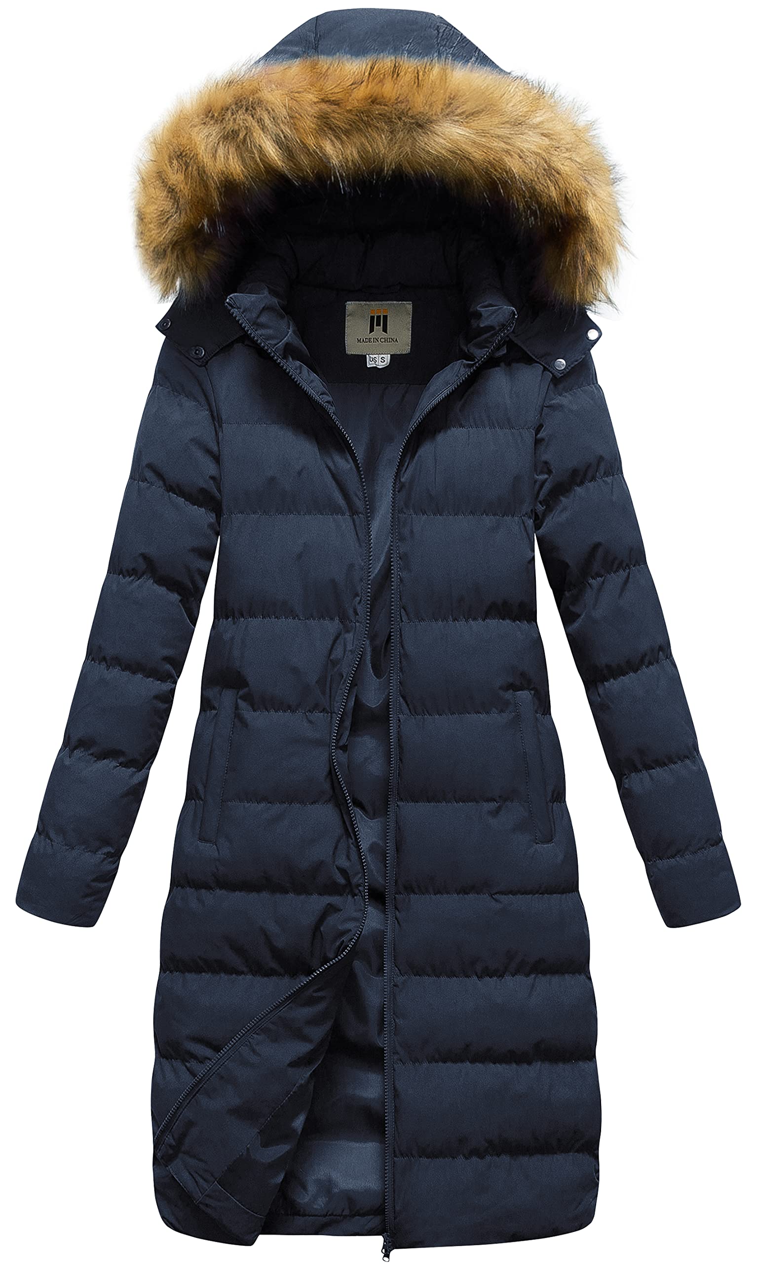 CREATMO US Women's Long Winter Faux Fur Coat Puffer Warm Jacket with Detachable Hood-picture-49