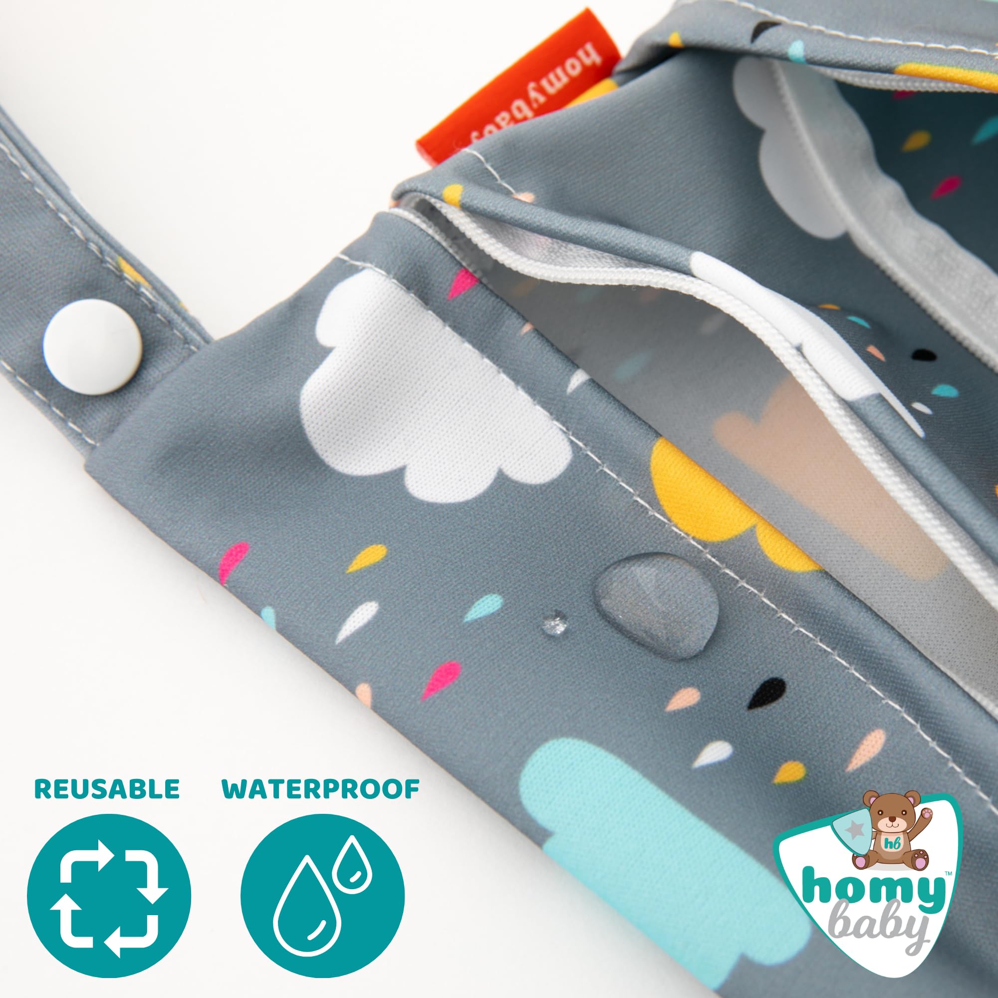 HOMYBABY® [x2 Sac Couches Lavables - pour vêtements de crèche/école - Sac à Maillots mouillé Plage/Piscine - Trousse Couche bébé - Sacs de Voyage en Tissu imperméable [33x28cm]