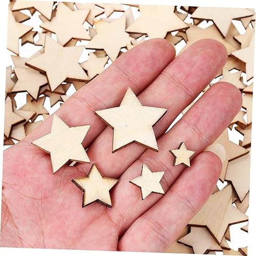 Miniatura 3 de Estrellas de madera sin terminar, 500 unidades, varios tamaños (0.4 in-1.2 in)