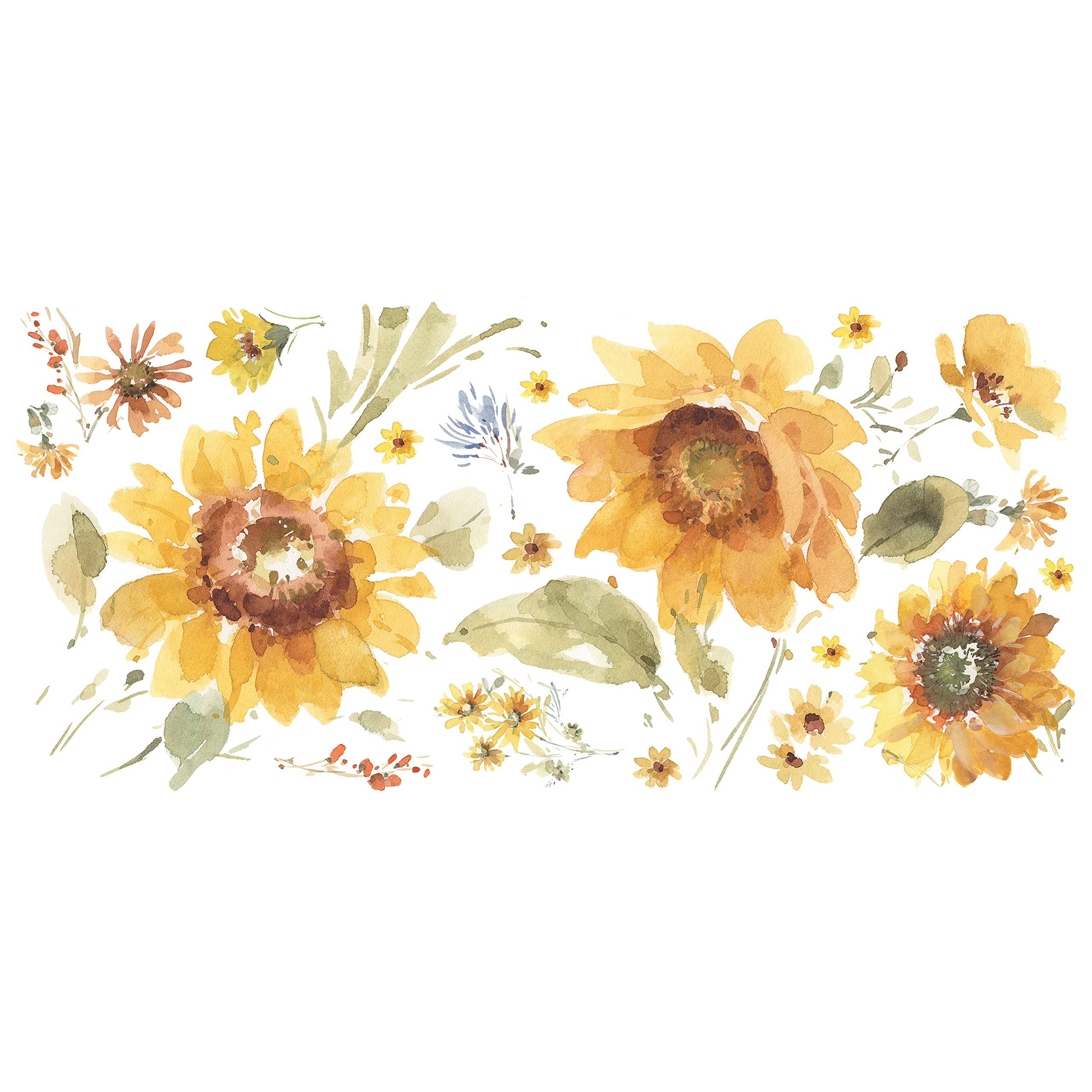 RoomMates RMK5159GM Lisa Audit Sunflower Peel and Stick Giant Wall Decals, Yellow, Green, Red, Brown - Image 2