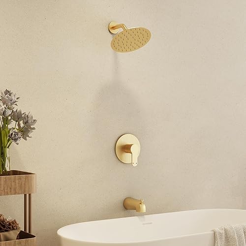 Miniatura 8 de Juego de grifo de ducha para bañera, kit de molduras para bañera y ducha con cabezal de ducha Rian de alta presión de 6 pulgadas, juego de cabezal