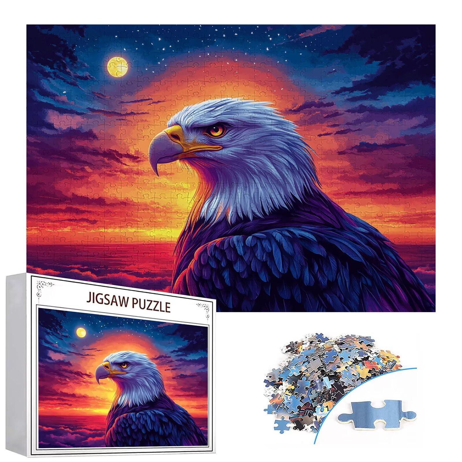 Puzzle 3000 elementów orzeł puzzle dla dorosłych księżyc 122 x 81 cm unikalne rzemiosło klasyczne 3D drewniana układanka do rodzinnych gier aktywnych, układanka do samodzielnego wykonania nawet do