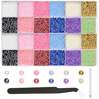 NACHLYNN Pack of 12000 Flat Back Beads 12 AB Colours Sizes Semicircular Sizes Beads Cabochon for Crafts Decorating Shoes Crafts Mobile Phone Cases
