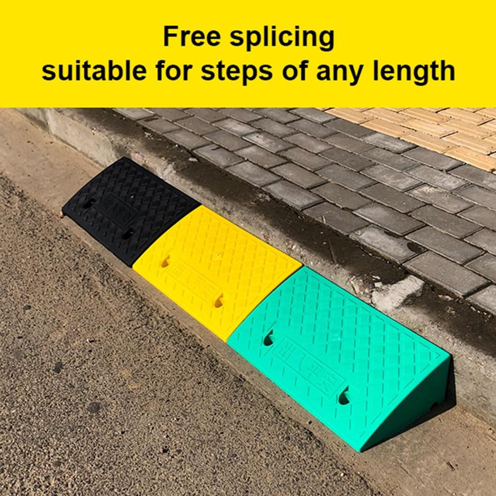 滑り止め縁石スロープ ドア敷居用1.5～7.5インチの高さの滑り止めプラスチックランプ、ポータブル車椅子トランジションマット(Yel LXXW  ゴム製縁石スロープ ドア敷居用1.5～7.5インチの高さの滑り止めプラスチックランプ、ポータブル車椅子トランジションマット Amazon.co ..., image size:1600x1600