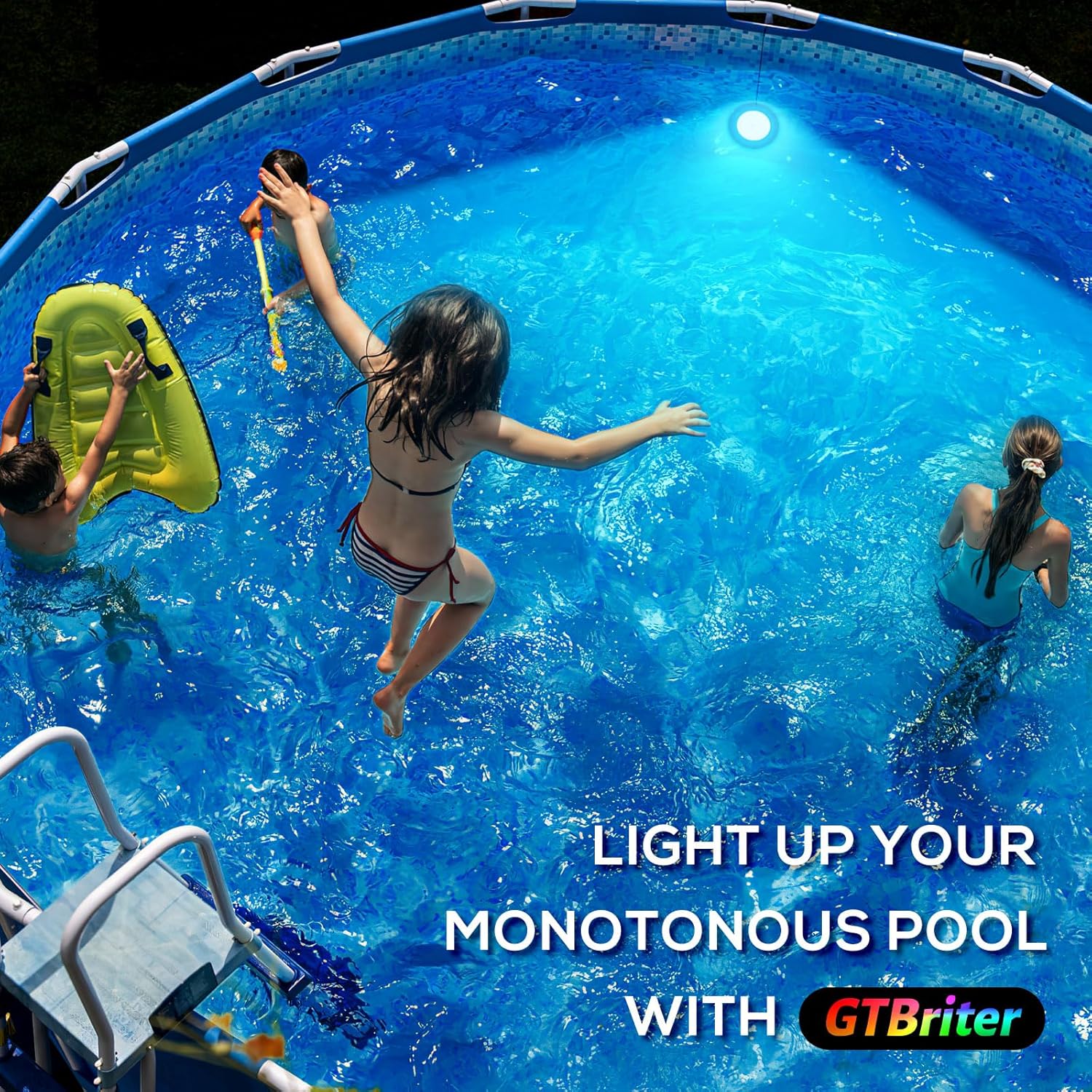 Above Ground Pool Lights with APP Control 20W RGB Dimmable LED Pool Lights with Suction Cups and Built-in Magnets 12V Underwater Pool Light for Above ground Inground Pools IP68 Waterproof 28FT Cord B