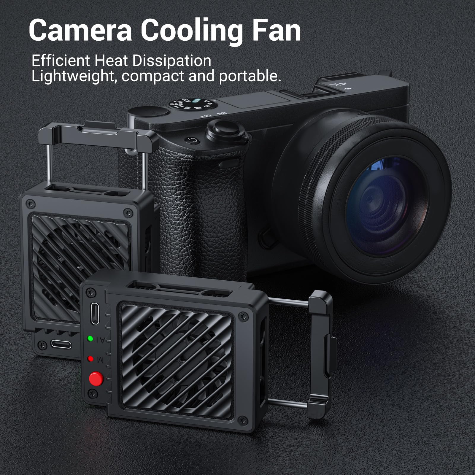 Ventola di Raffreddamento per Fotocamera, Dispositivo di Raffreddamento per Semiconduttori Intelligente AI con Cavo USB e Telescopico a Molla, per A7M4 A7C ZV E10 FX30 R5