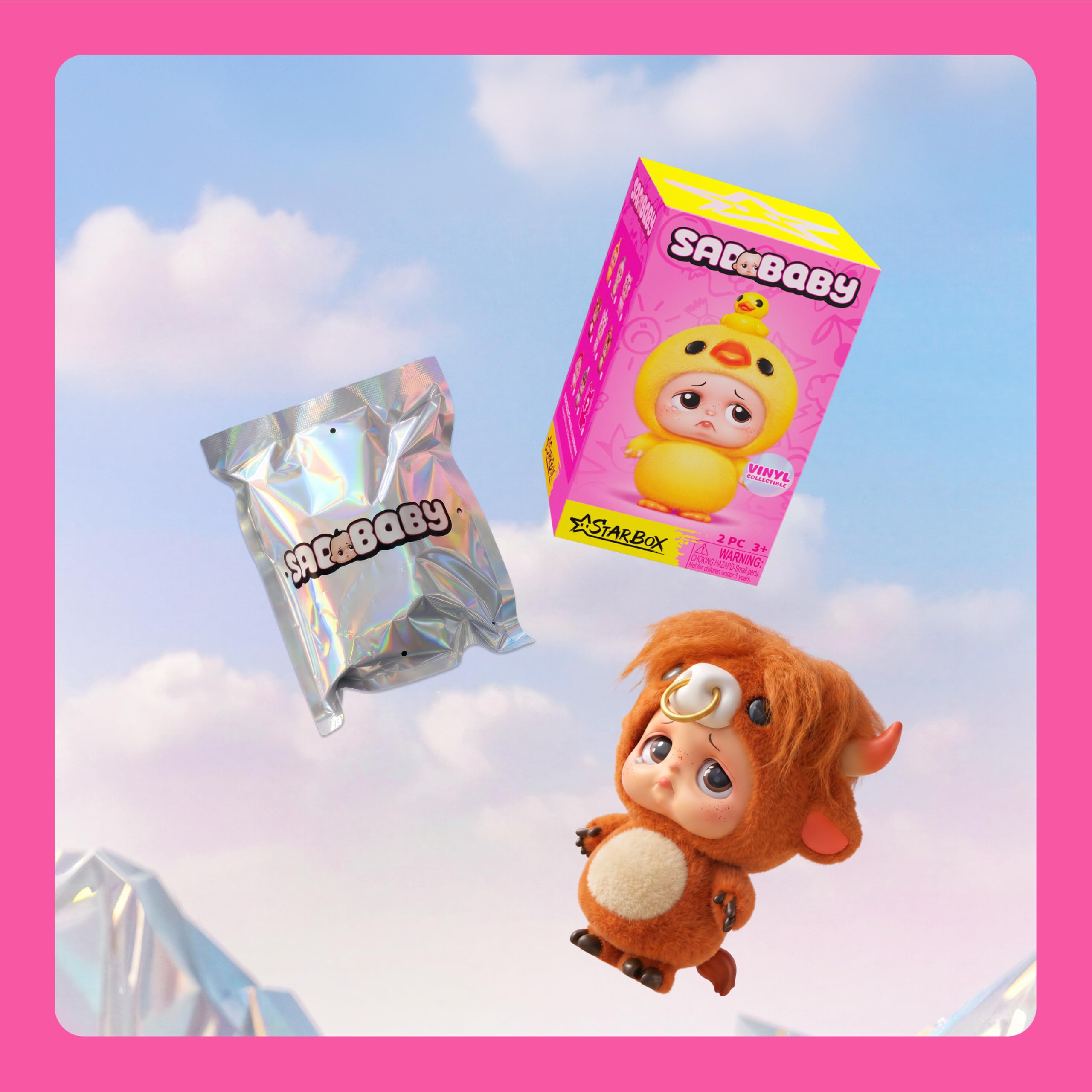 STARBOX Sad Baby Animals Series 1 – Blindbox-Sammelfigur (8 Pack), liebenswerte Tiercharaktere mit emotionalem Gesichtsausdruck, Überraschungs- und Sammelspielzeug für Kinder ab 3 Jahren