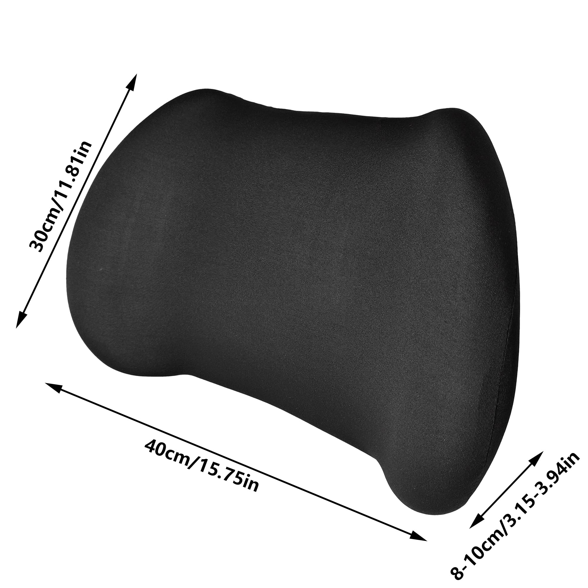 SEABABOO Cojín Lumbar Support Back 1 Pieza Cojin Lumbar Coche Soporte De Espalda Cojin Lumbar Ergonómico Con Esponja Memoria Almohada Lumbar Para Asientos De Automóvil Silla De Oficina&Ruedas (Negro