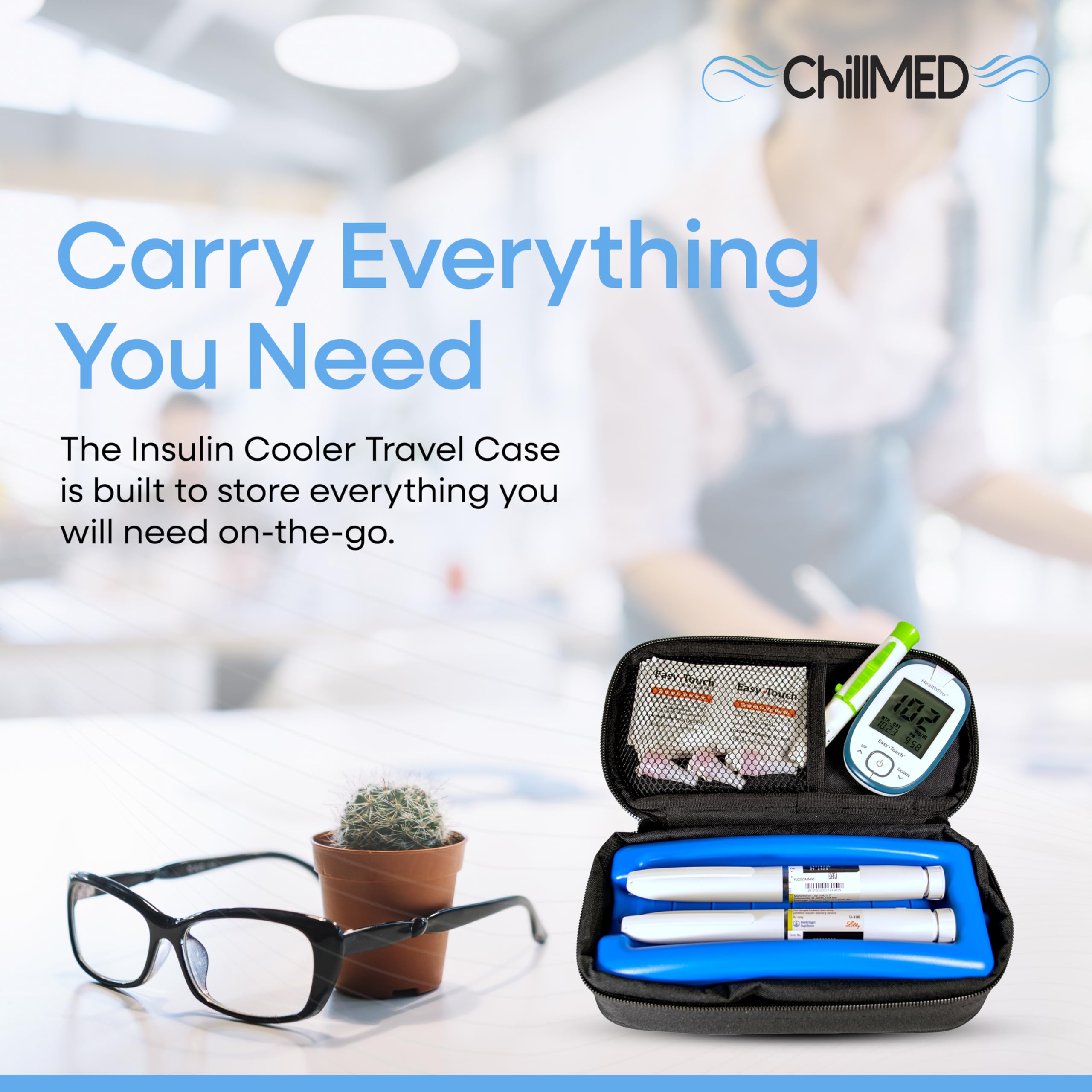 Insulin Cooler Travel Case - Travel Bag with Ice Pack for Diabetic Pens, Medical Cooler Bag with Pocket for Pen Tips