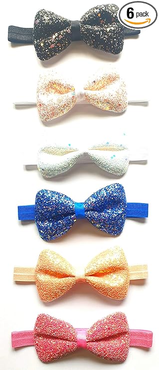 ANNA CREATIONS multi-coloured baby girl kids hairband headbands elastic hair accessory set 6 PCS with gift box-pink