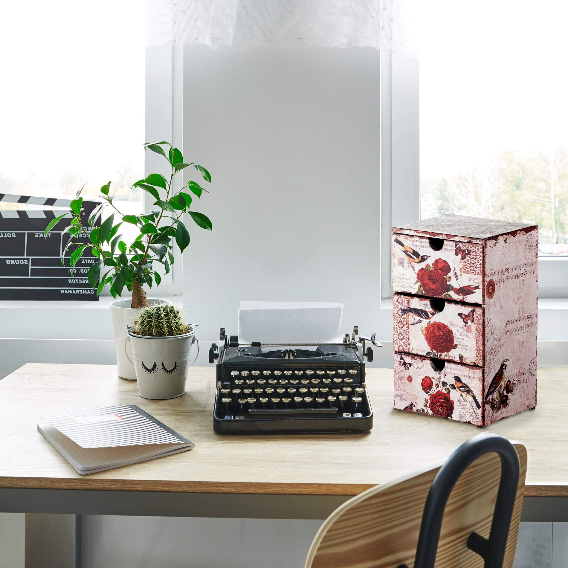 Cassettiera Da Tavolo Rebecca 3 Cassetti Forma Libri - Organizer Per Gioielli E Trucchi, Stile Retro