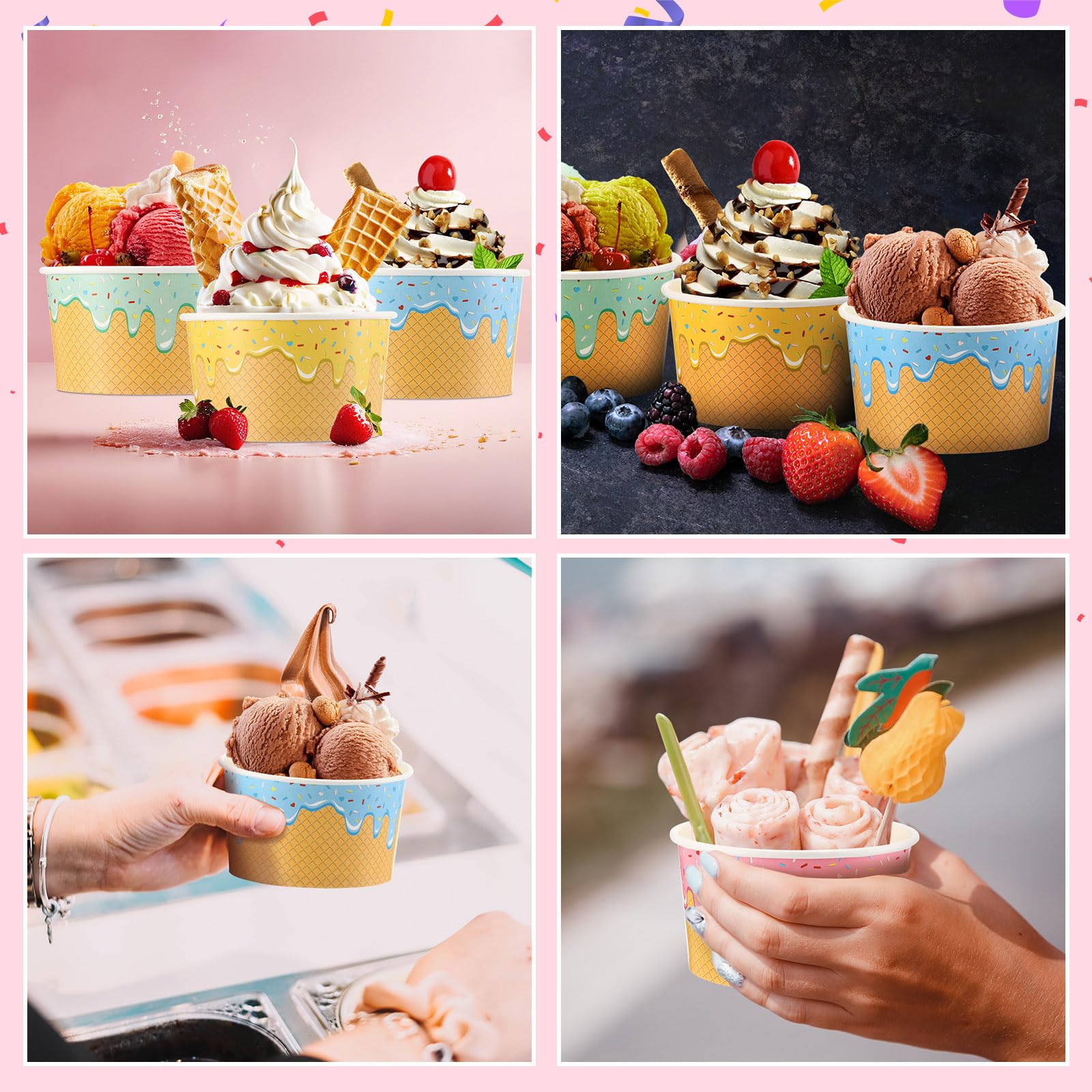 Healifty Gobelets À Crème Glacée 100 Pièces Bols À Dessert Jetables