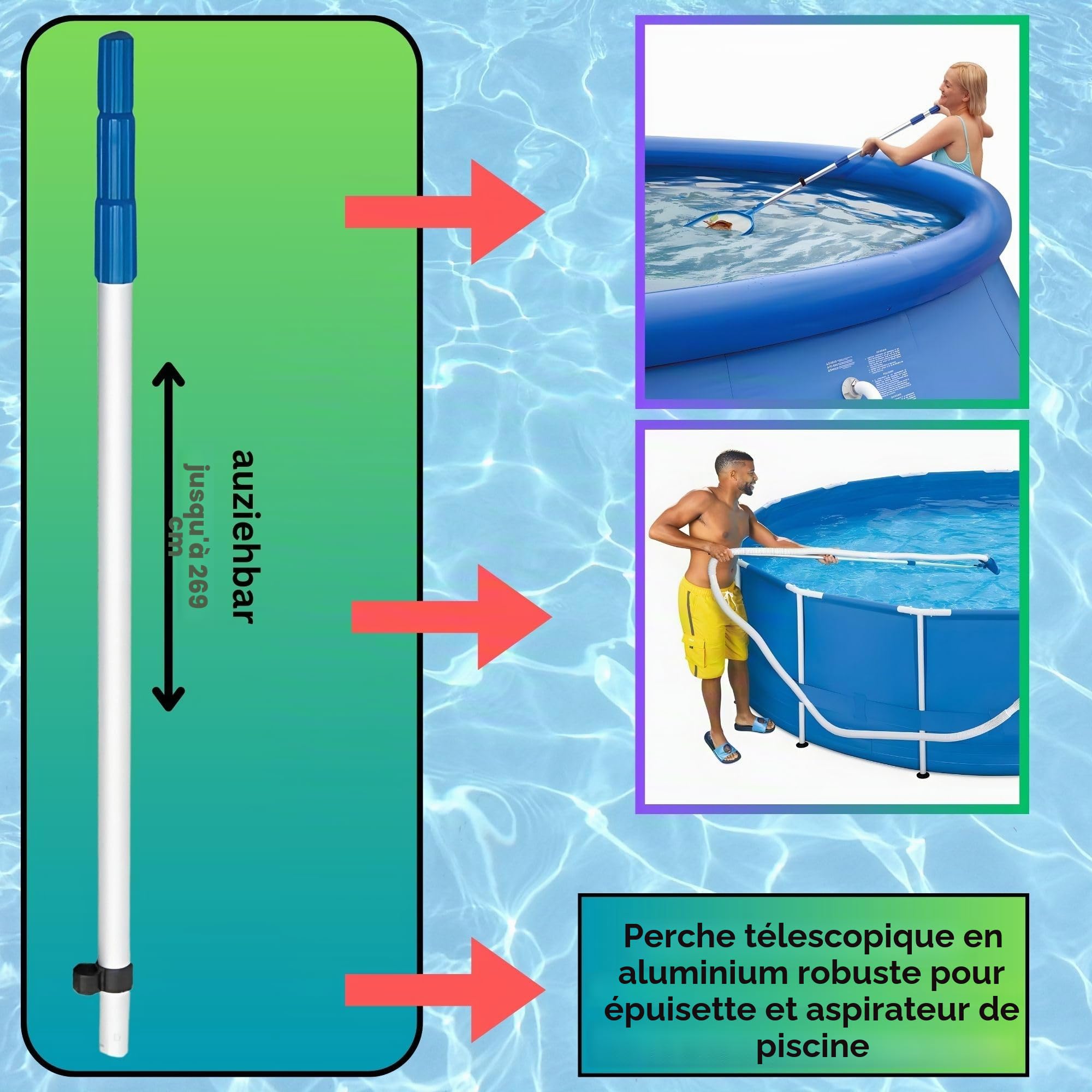 Kit piscine Summer Waves Kit de nettoyage Kit d'entretien aspirateur aspirateur pour piscine