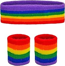 W WIDMANN Milano Party Fashion - Set de 3 Bandas para el Sudor, con Cinta para la Frente y 2 muñequeras, Accesorios Deportivos, para chándal de los años 80