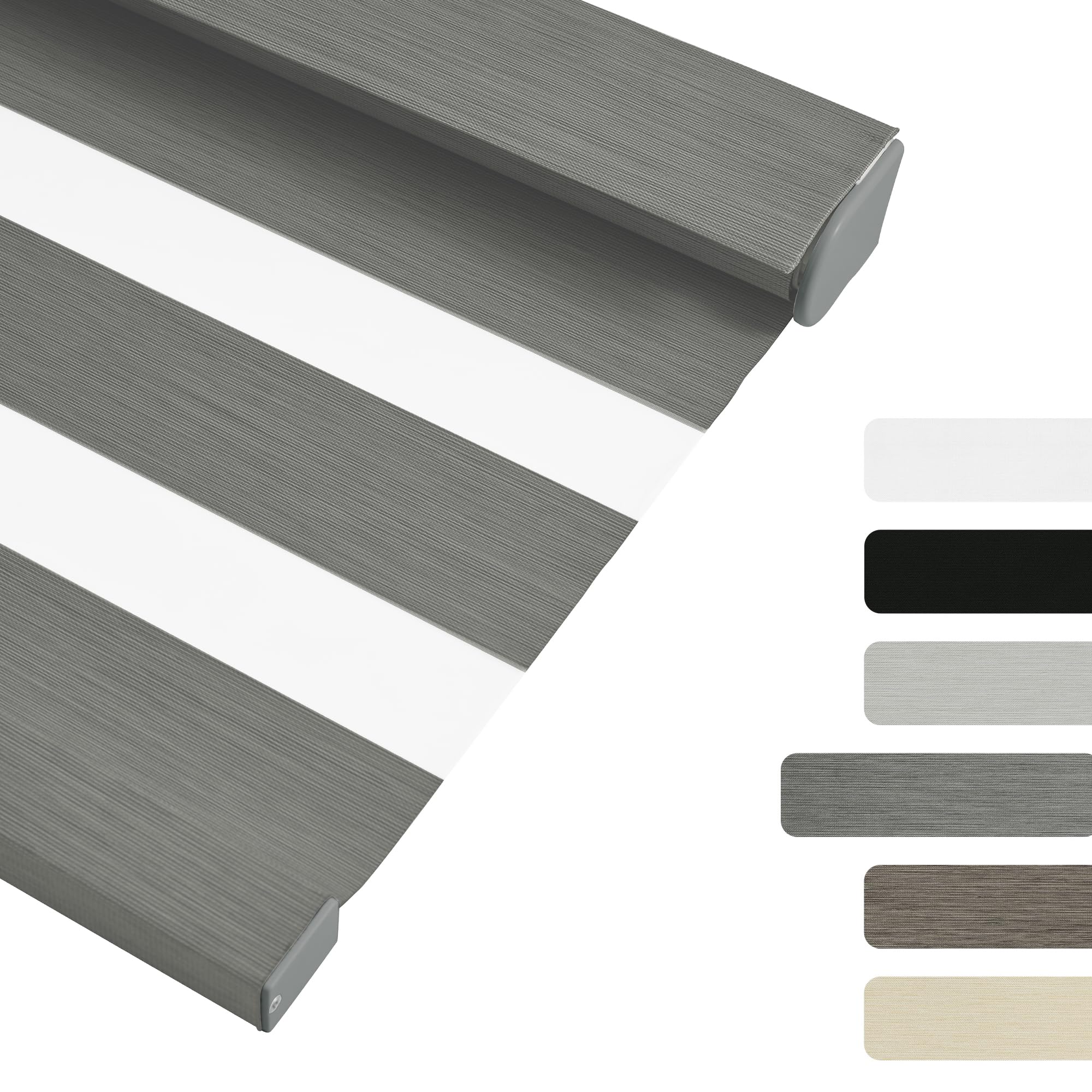 HOTSOON Cordless Blackout Zebra Blinds for Windows, Color-Matched Zebra Roller Shades for Indoor Window, Free-Stop Design, UV Protection & Thermal