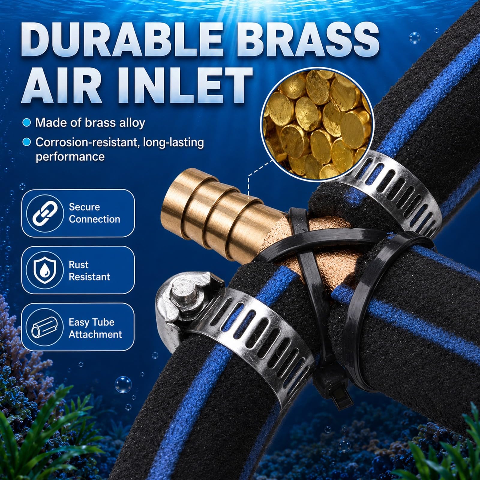 Anello aeratore giapponese, aeratore per laghetto, ossigeno, diametro 35 cm, ideale per laghetti Koi, laghetti da giardino, acquari (5 passanti e Ø 55 cm)