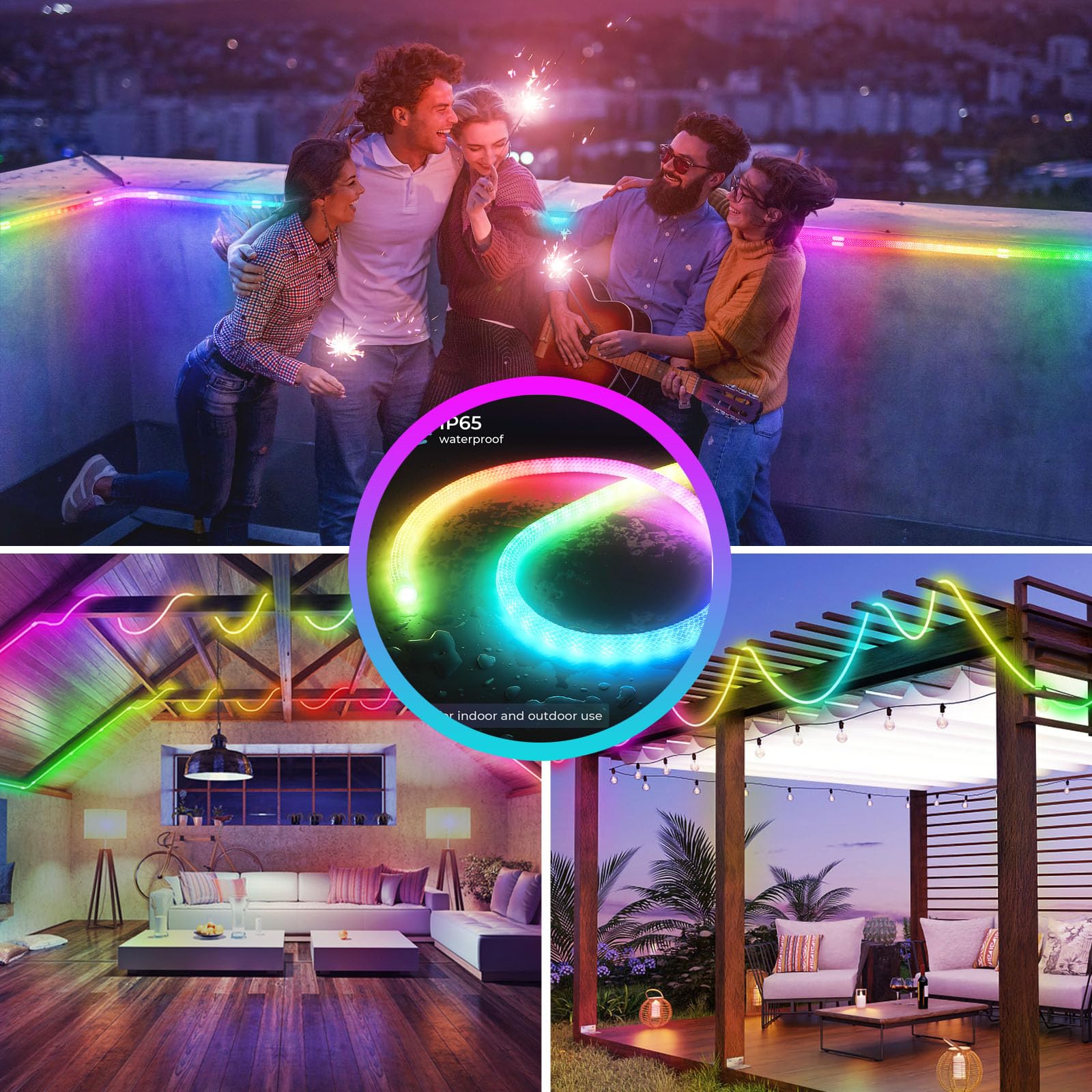 Chasing Rope Lights With Controller RGB 2 WIRE CHASING LED ROPE LIGHT