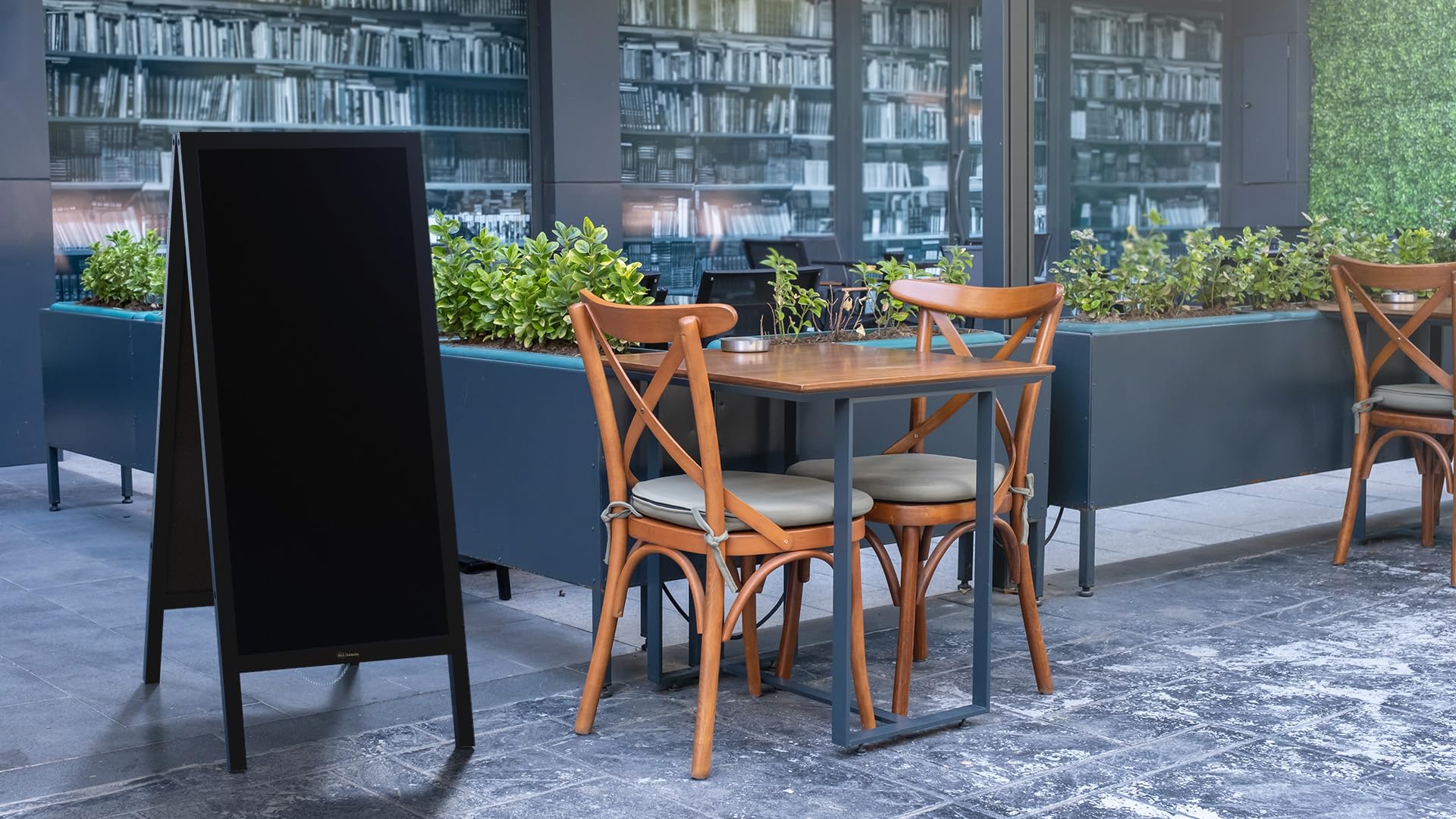 ALLboards Lavagna per gesso magnetica con cavalletto 150x61 cm RESISTENTE ALL'ACQUA - NERO