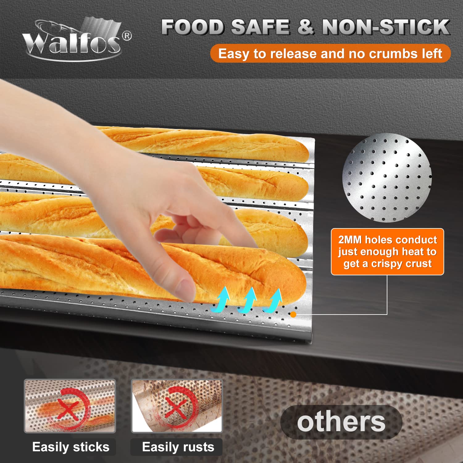 Snapklik.com : 2 Pack Nonstick Baguette Pans, No Coating Coming Off ...