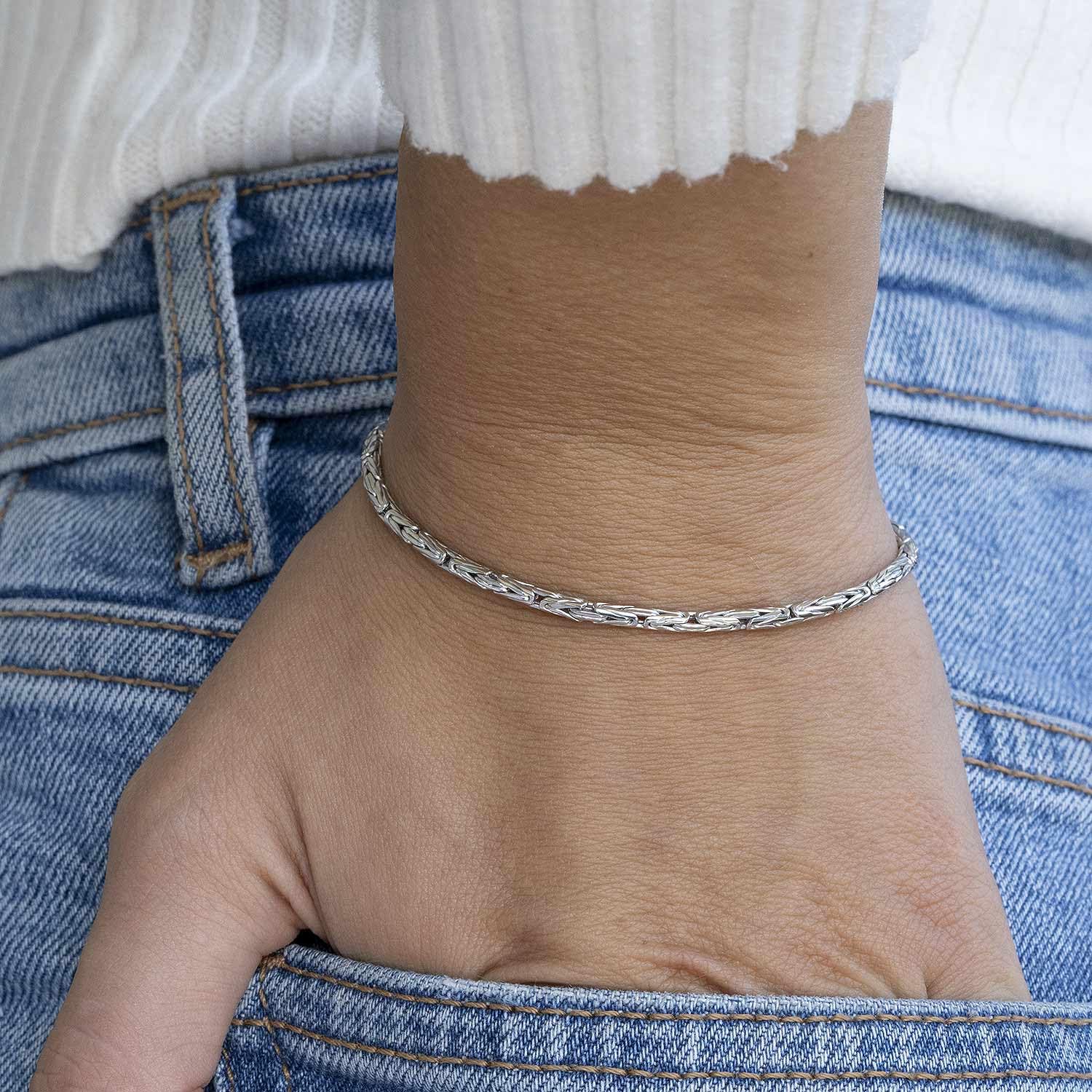 Damen Armband Silber 925 Königskette 2,5mm rhodiniert SA-31